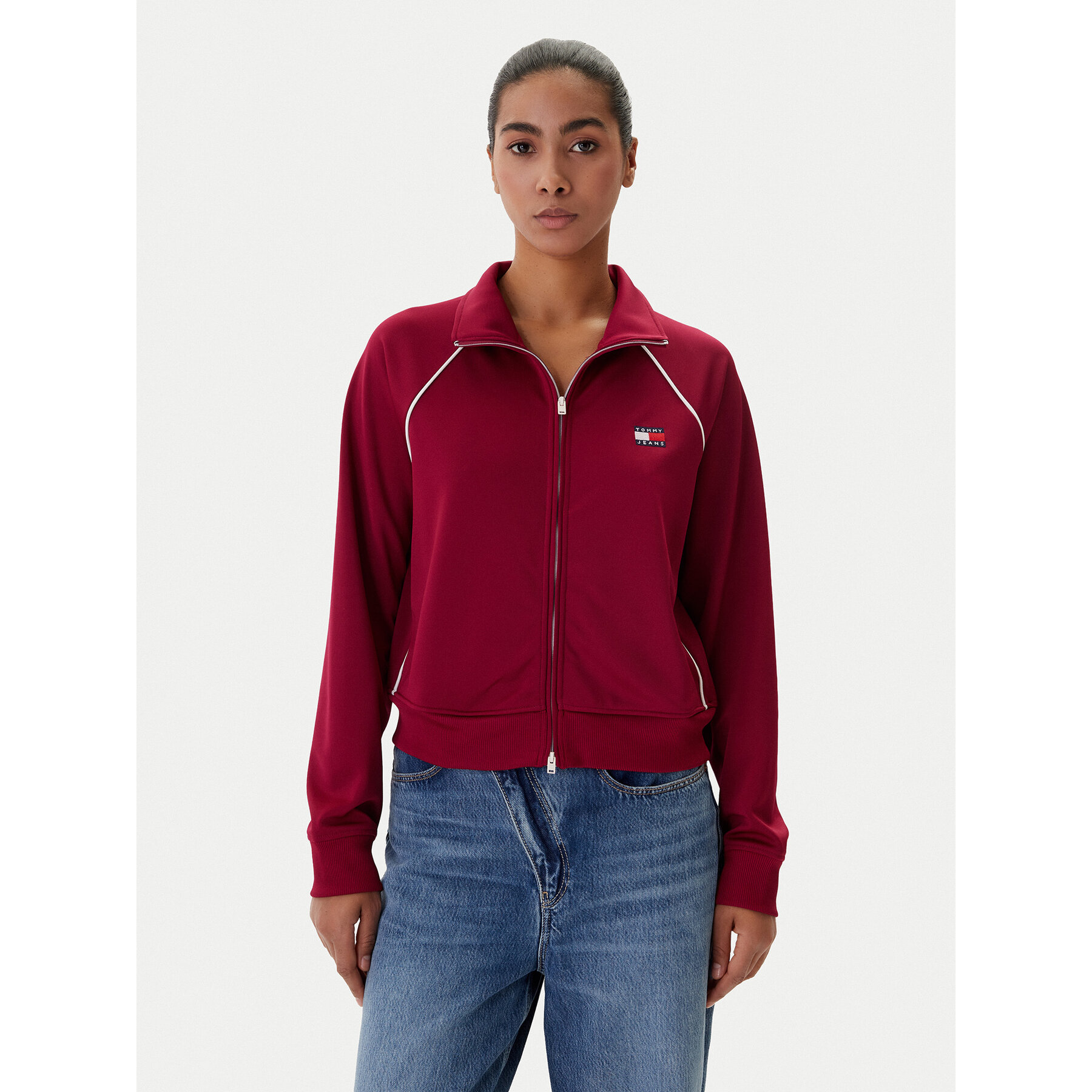 Tommy Jeans Sweatshirt Badge DW0DW21930 Dunkelrot Regular Fit