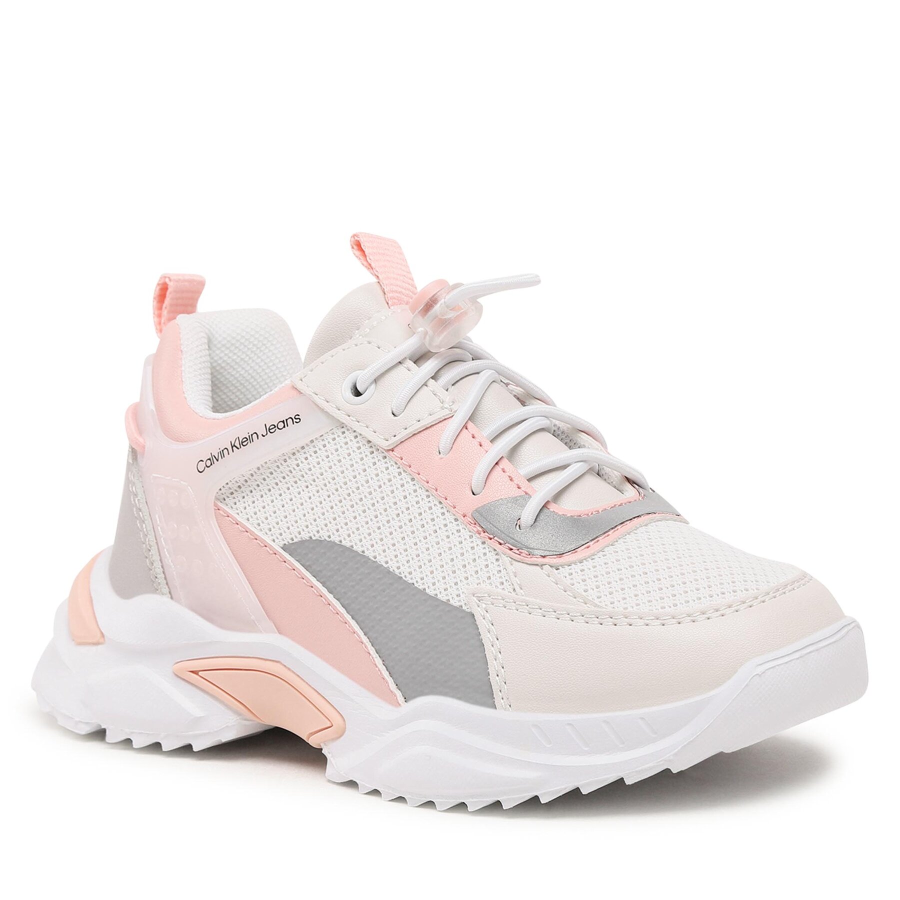 Sneakers Calvin Klein Jeans Low Cut Lace-Up Sneaker V3A9-80491-1594 Grey/White/Pink Y921 Calvin imagine super redus 2022