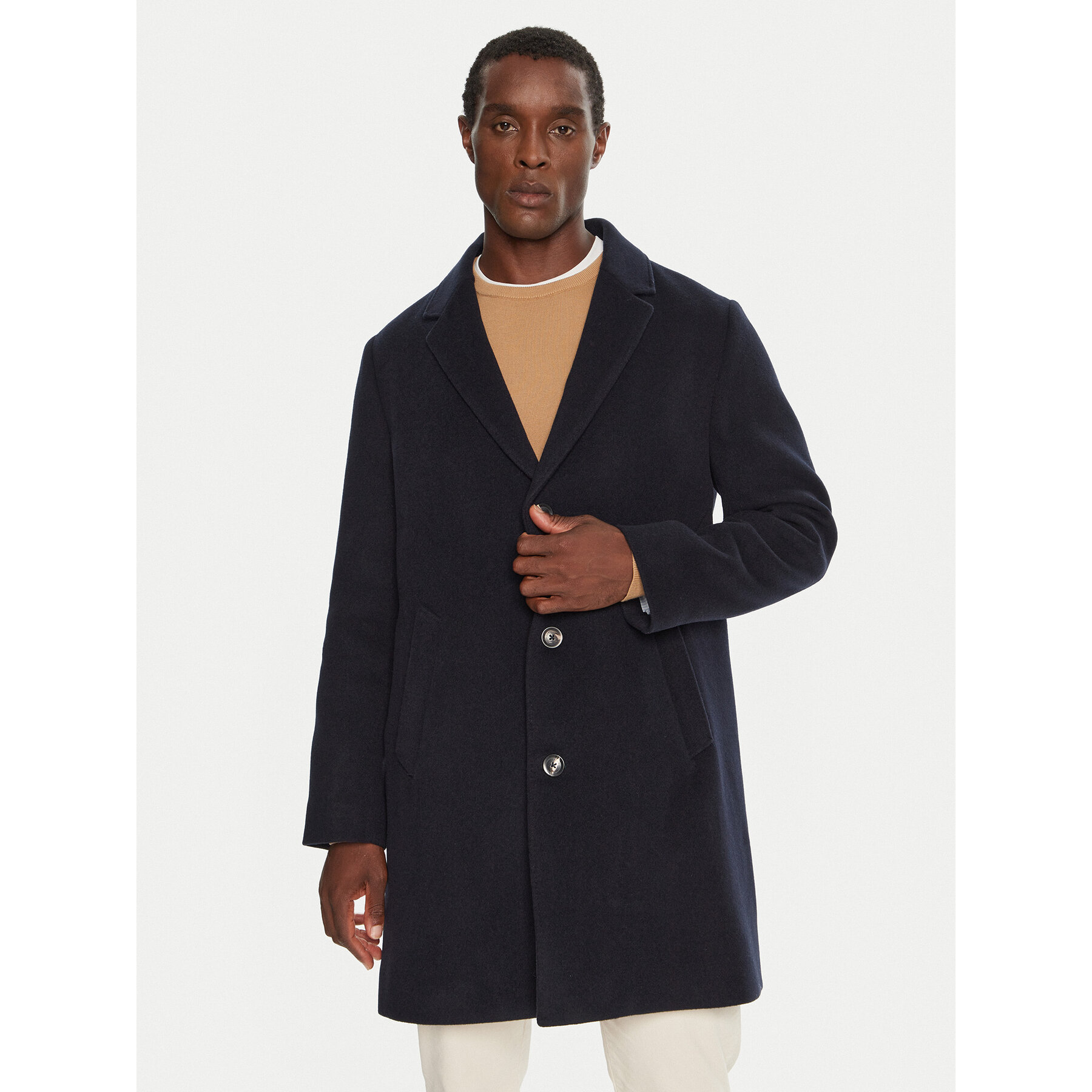 Tommy Hilfiger Wollmantel MW0MW36611 Dunkelblau Regular Fit