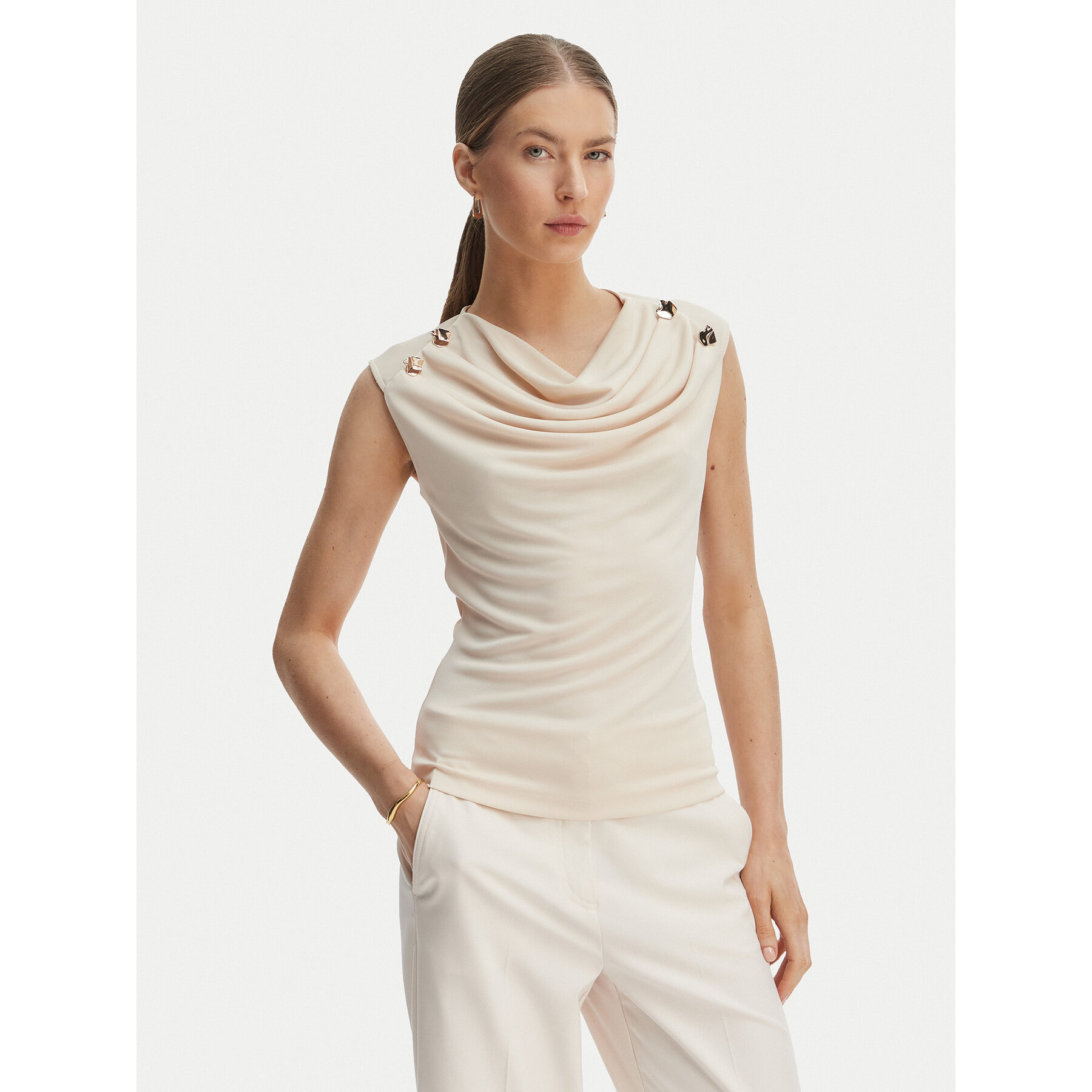 Rinascimento Bluse CFC0128663003 Beige Regular Fit