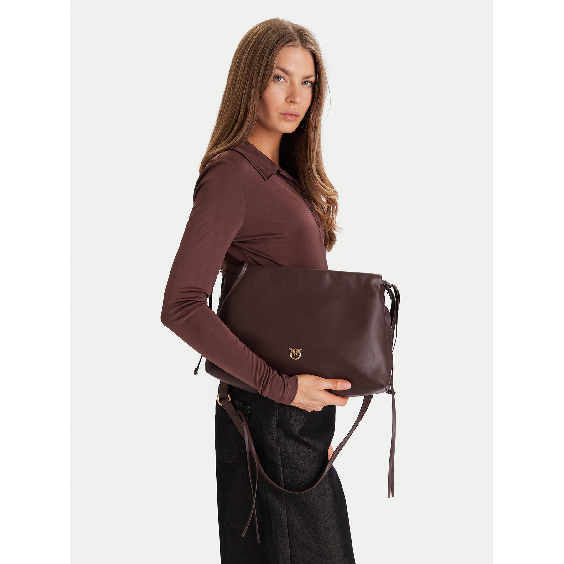 Borsetta PINKO Maxi Clutch+Tracolla SP Al 25-26 PLTT 105825 A0QO Marrone