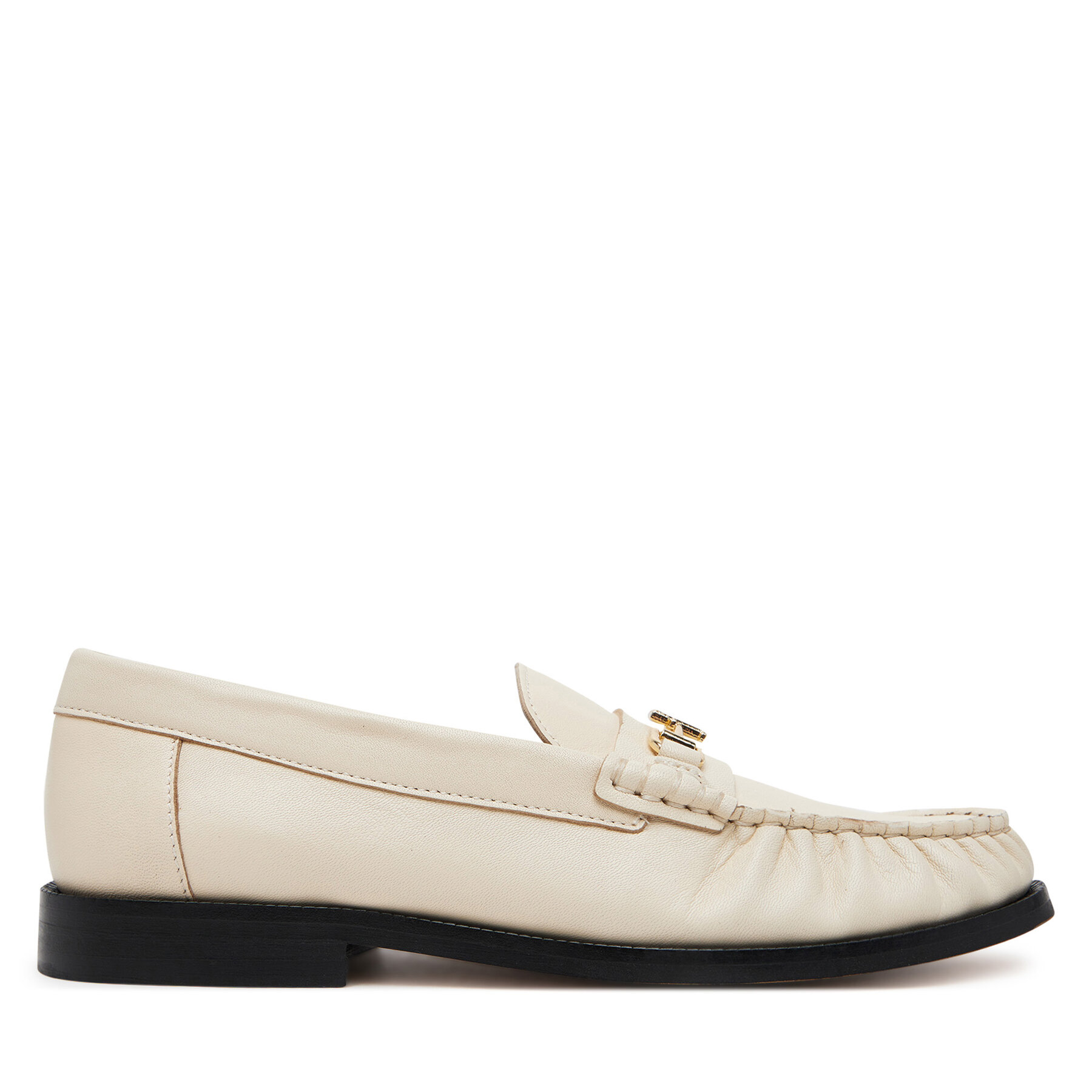Poltopánky Tommy Hilfiger Soft Leather Horsebit Loafer FW0FW08414 Écru