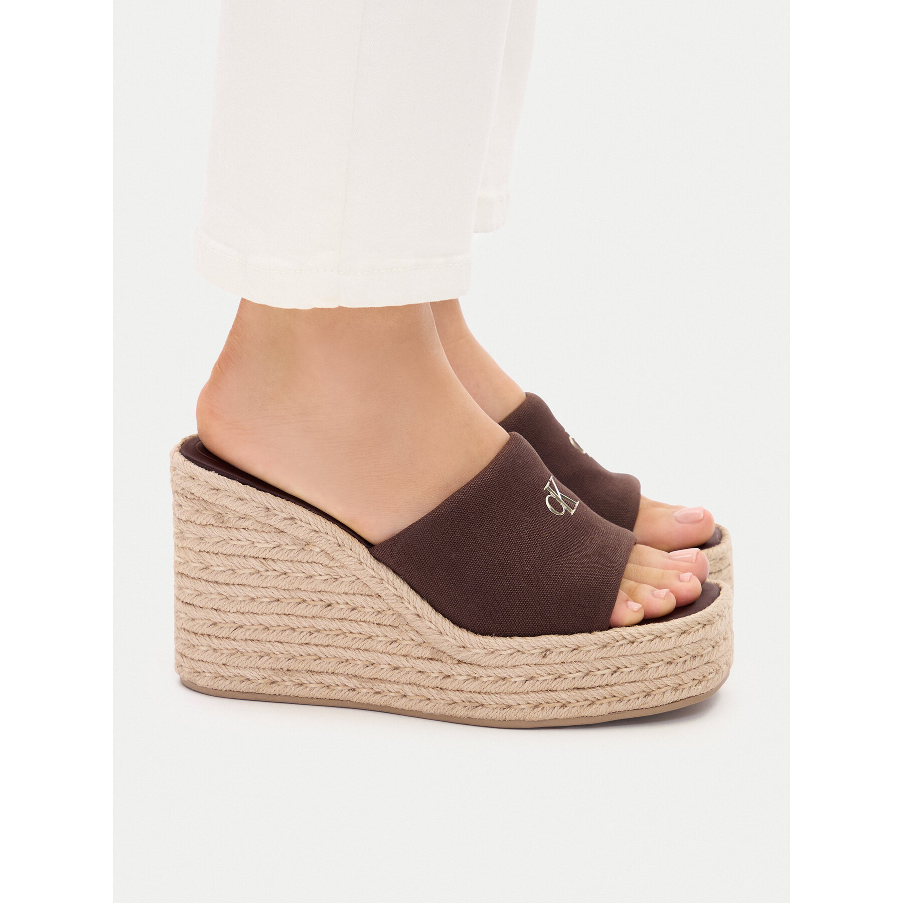 Espadrilky Calvin Klein Wedge Espad 70 Canvas Mg HW0HW03282 Hnedá