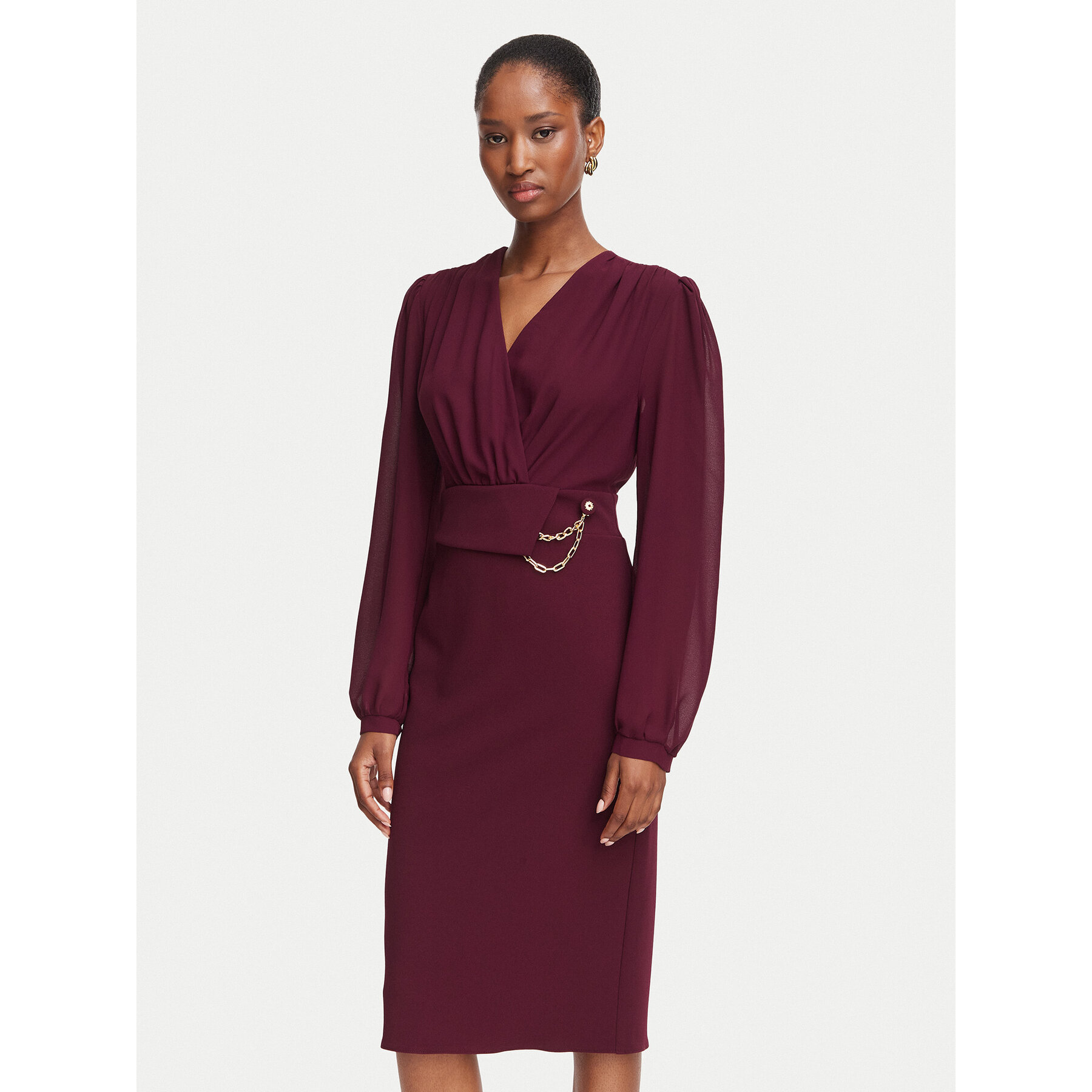 Rinascimento Coctailkleid CFC0130446003 Dunkelrot Slim Fit