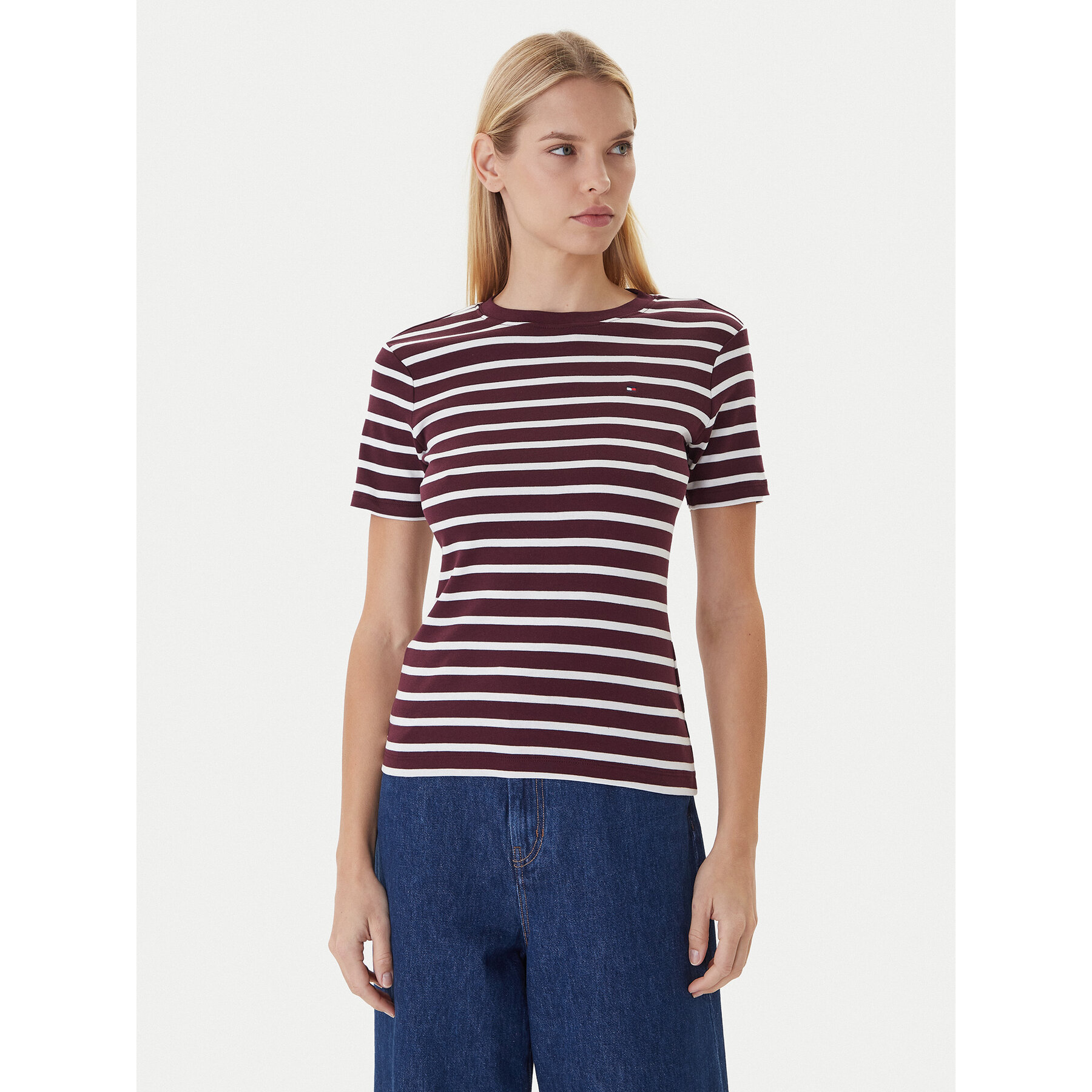 Tommy Hilfiger T-Shirt New Cody WW0WW40587 Dunkelrot Slim Fit