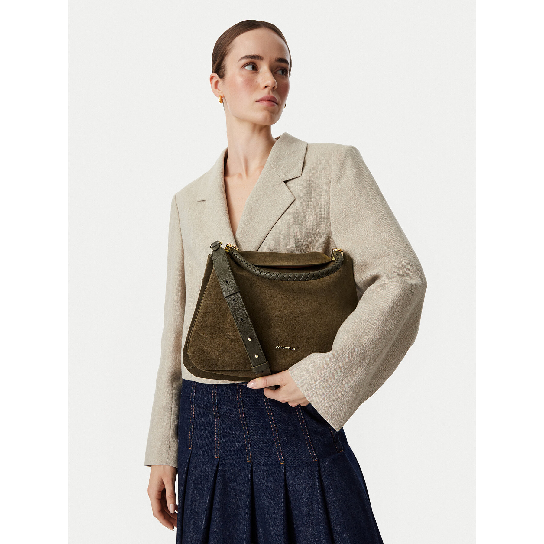 Дамска чанта Coccinelle VCL Coccinelletiggy Suede Bim E1 VCL 18 01 01 Каки