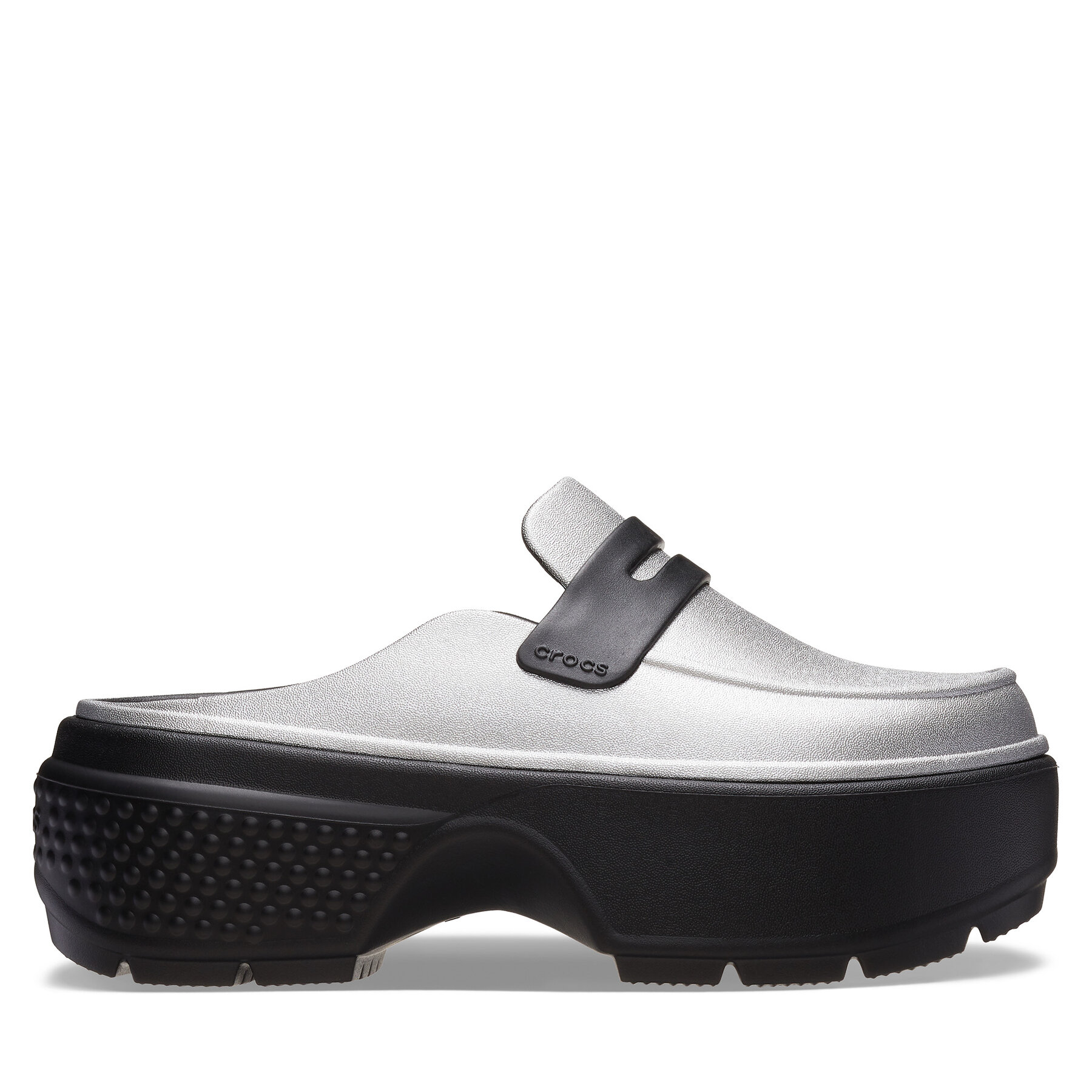 Mules / sandales de bain Crocs Stomp Metallic Loafer Clog 210363 Argent