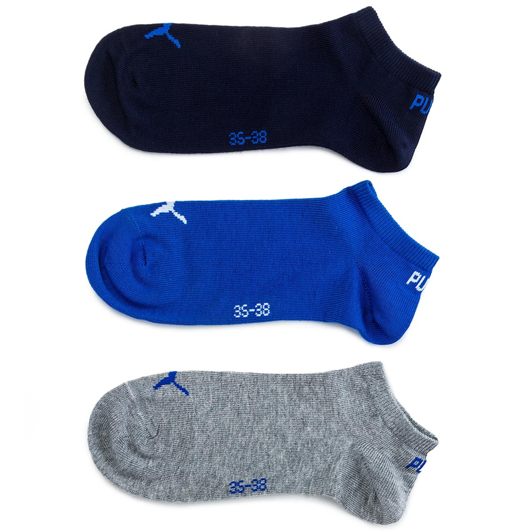 

Набір 3 пар низьких шкарпеток unisex Puma 261080001 Blue/Grey Melange 277, Cиній