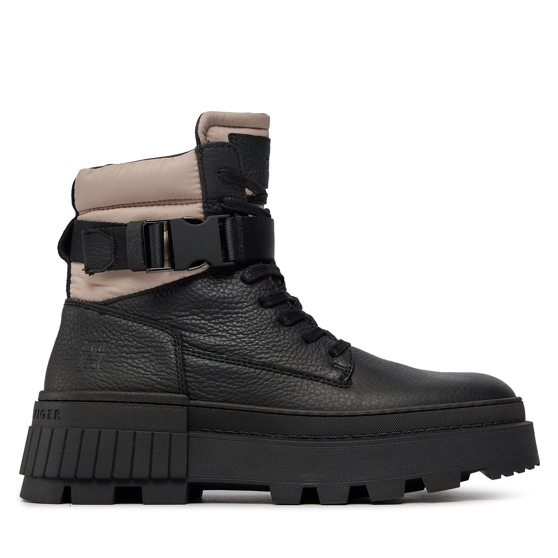 Botas Tommy Hilfiger Th Elevated Chunky Lth Bkle Boot FM0FM04909 Negro