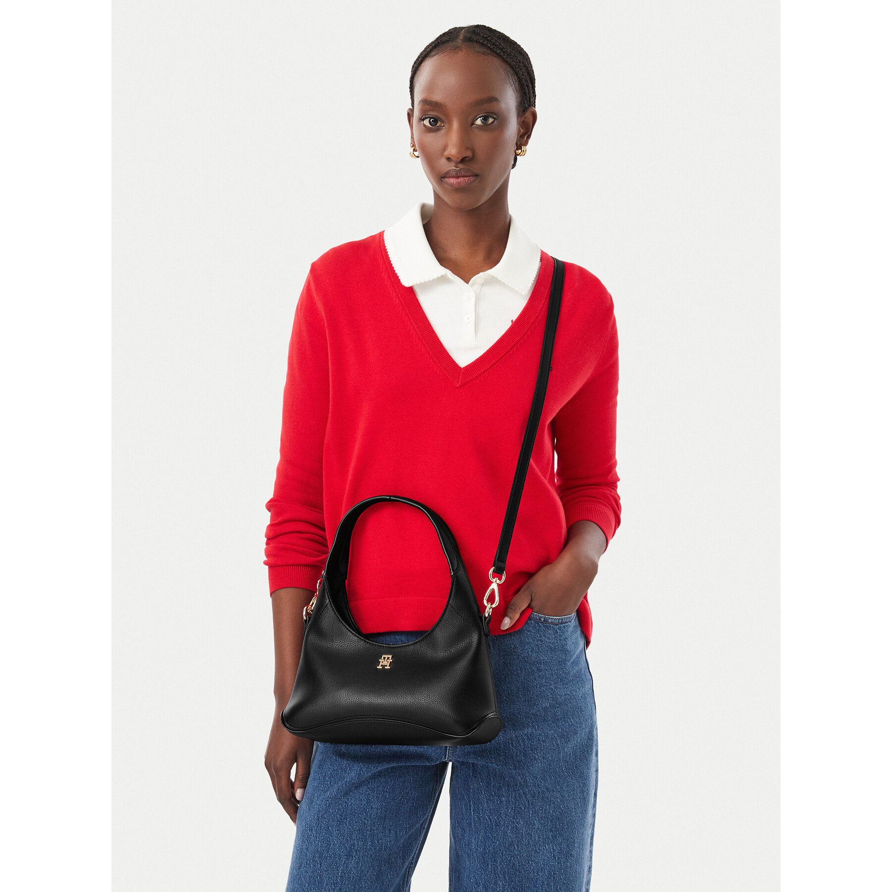 Torbica Tommy Hilfiger Th Everyday Mini Hobo AW0AW19185 Crna