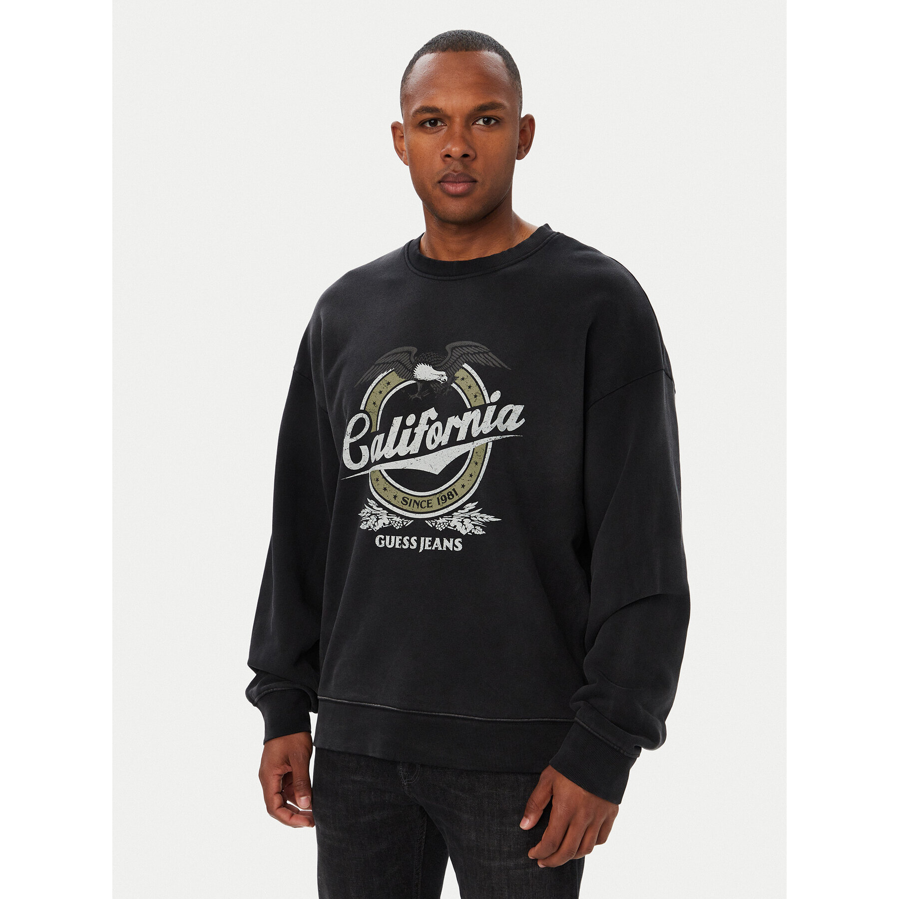 Guess Jeans Sweatshirt M6YQ06 K3992 Schwarz Oversize