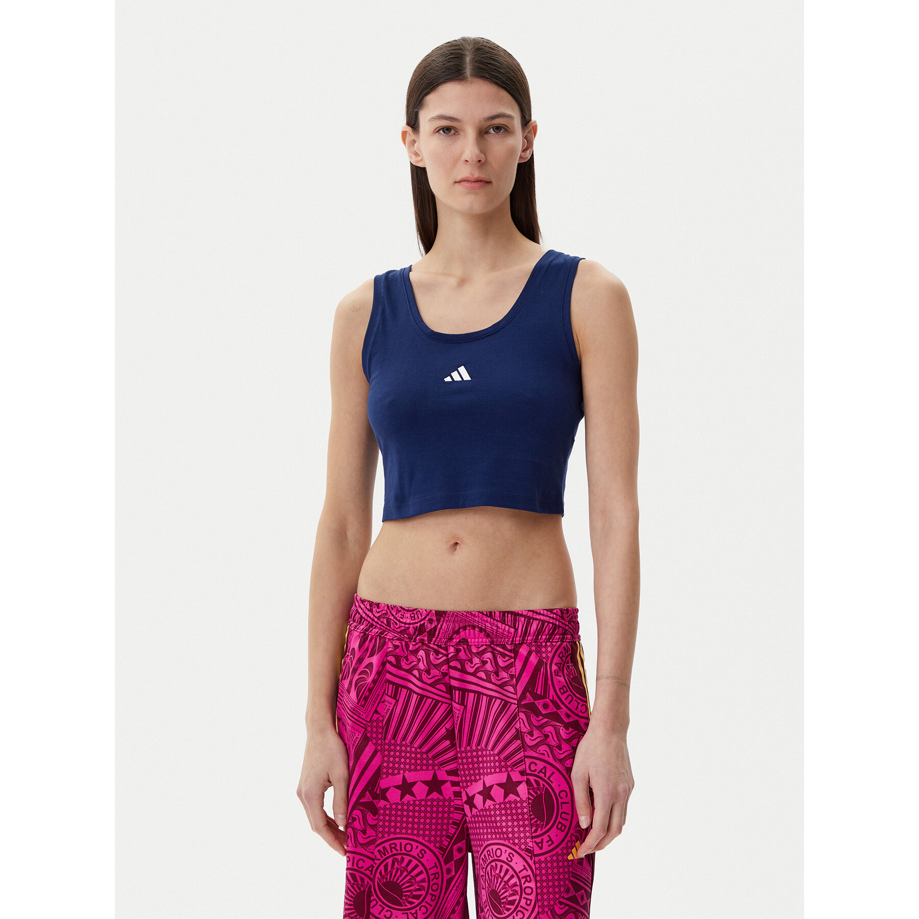 adidas Top Essentials Small Logo JC5939 Blu Scuro Slim Fit