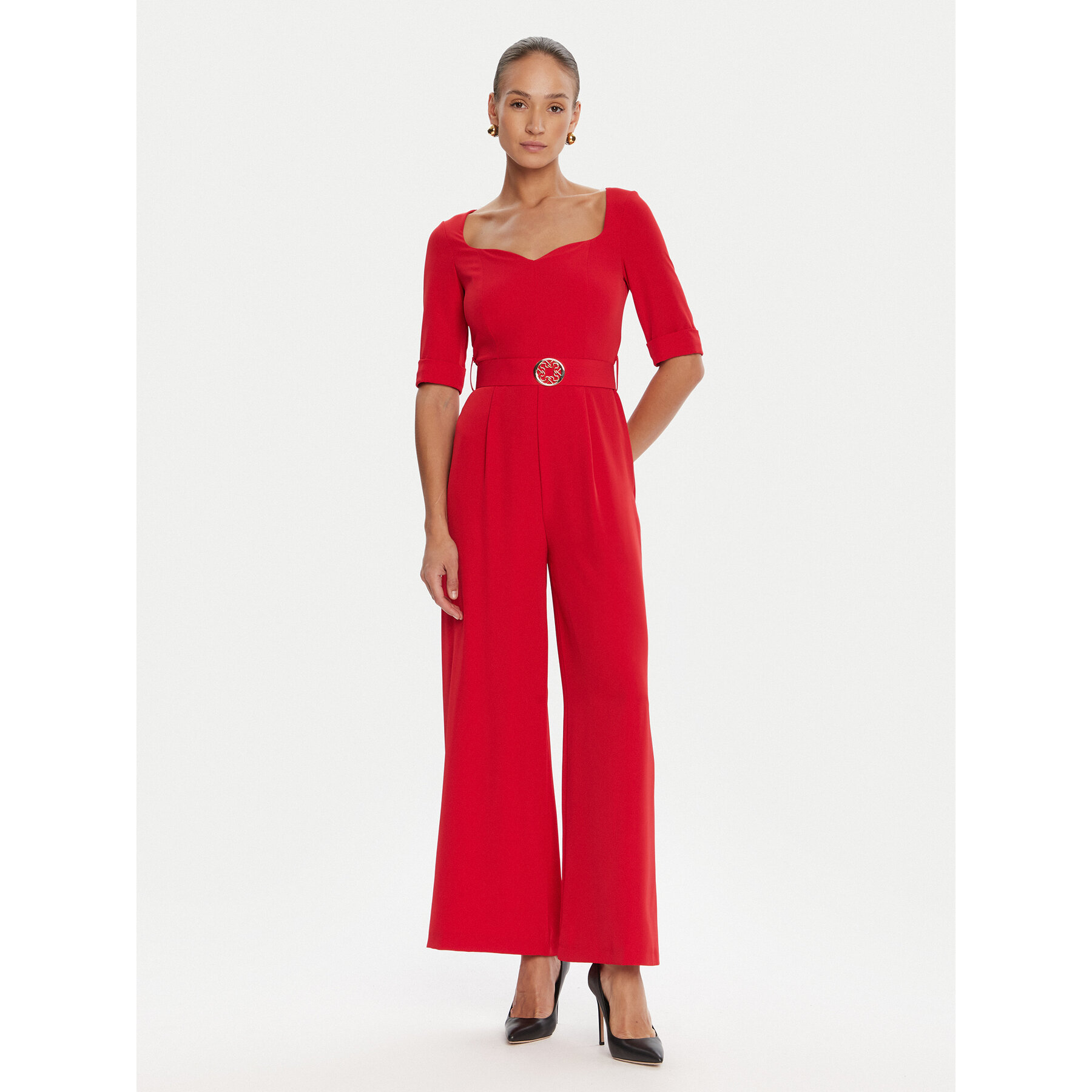 Rinascimento Jumpsuit CFC0125323003 Rot Wide Leg