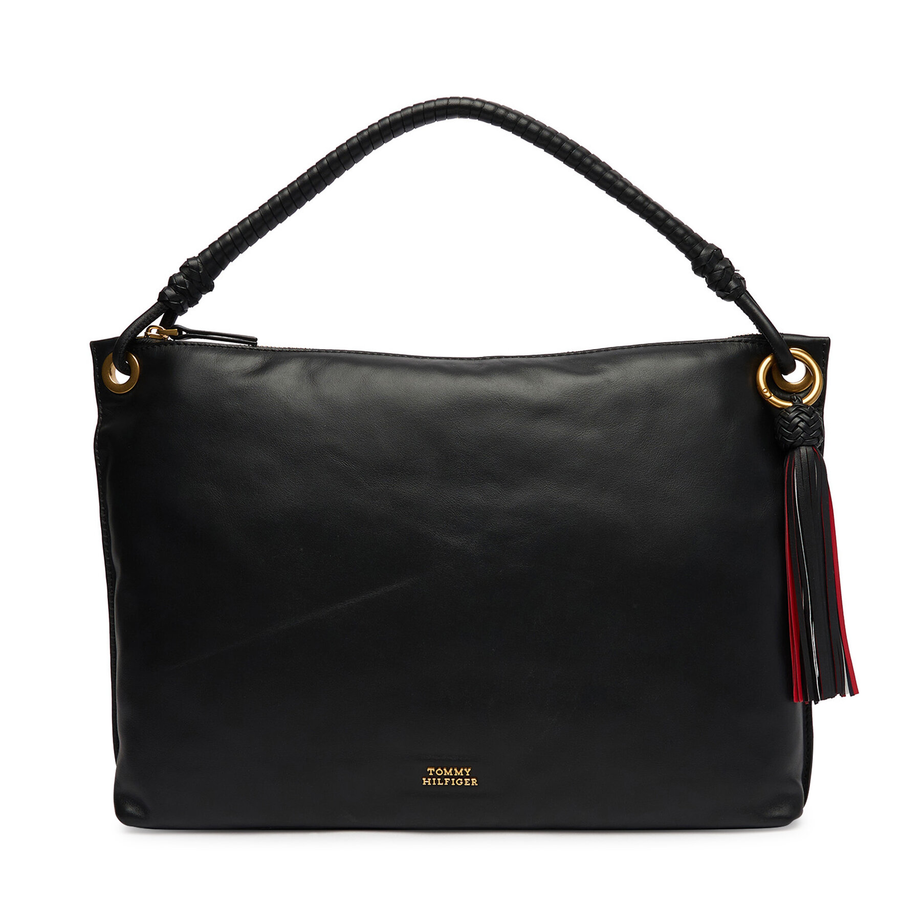 Geantă Tommy Hilfiger Th Statement Leather Bag AW0AW18621 Negru