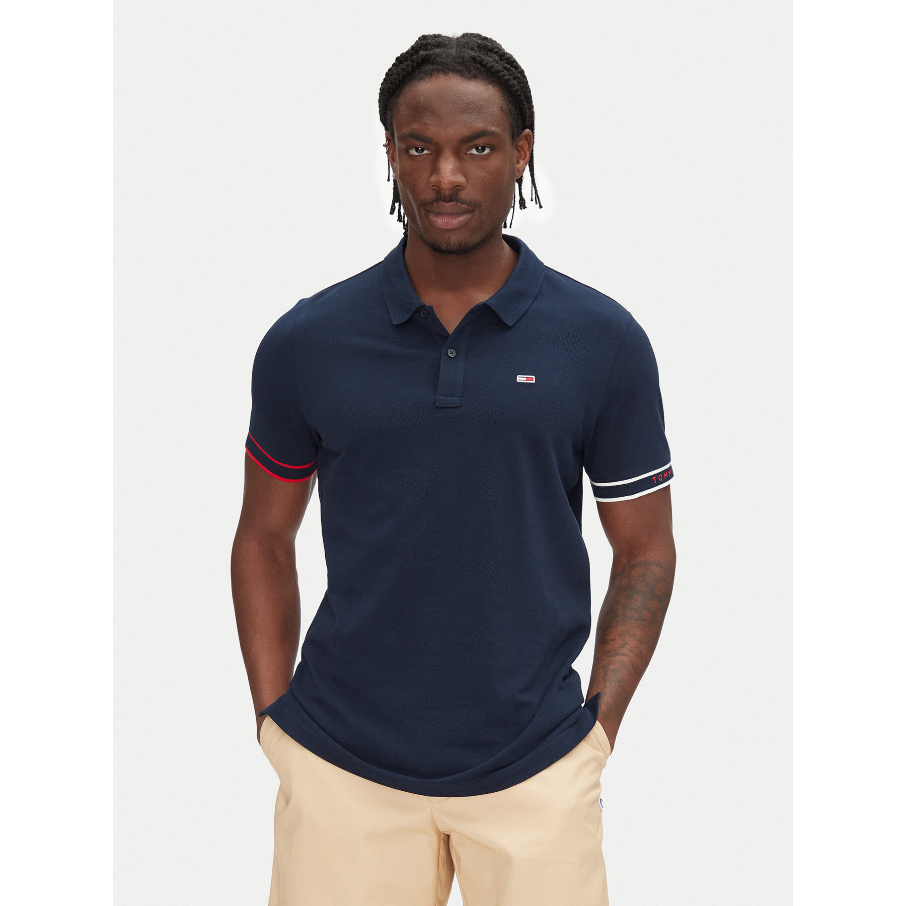 Tommy Jeans Polo Flag Cuff DM0DM21306 Blu scuro Slim Fit