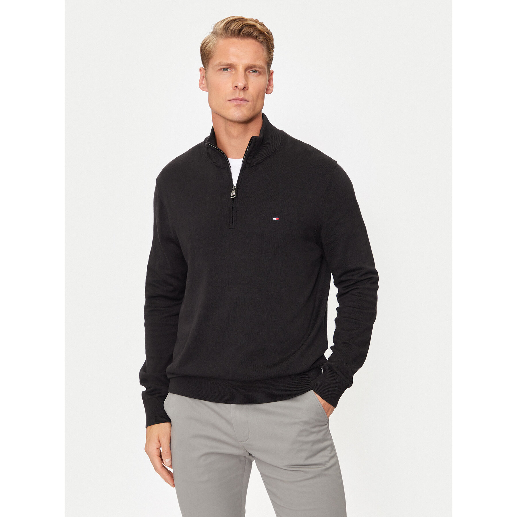 Tommy Hilfiger Pullover Essential MW0MW37331 Schwarz Regular Fit