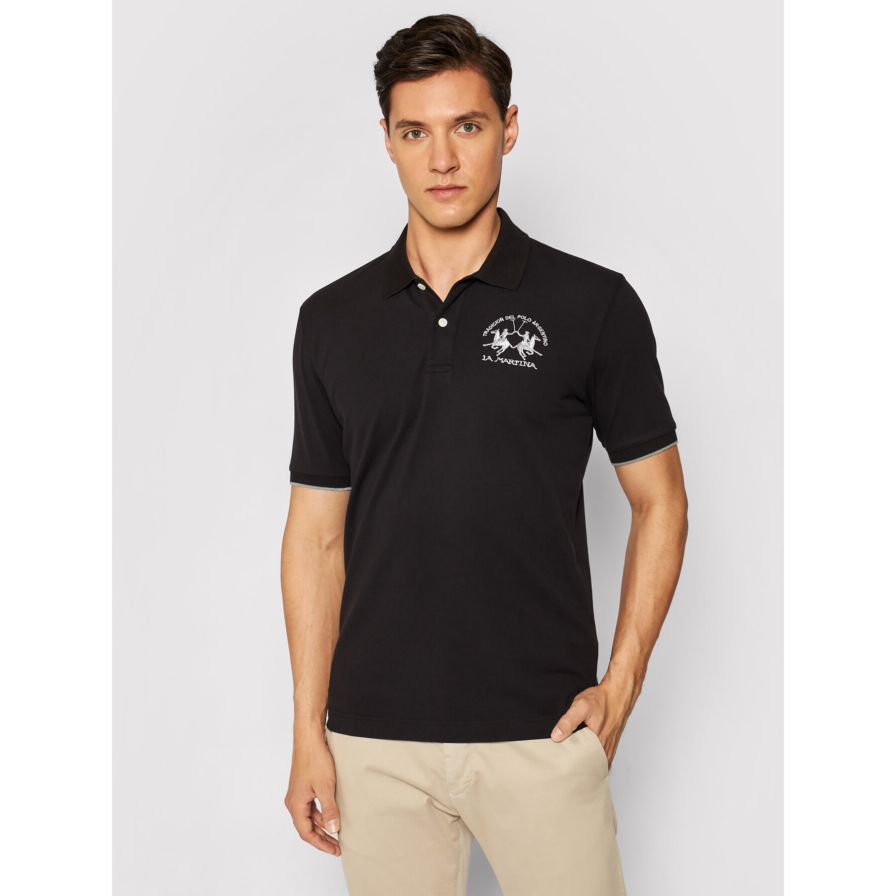 La Martina Pólóing CCMP01 PK001 Fekete Regular Fit