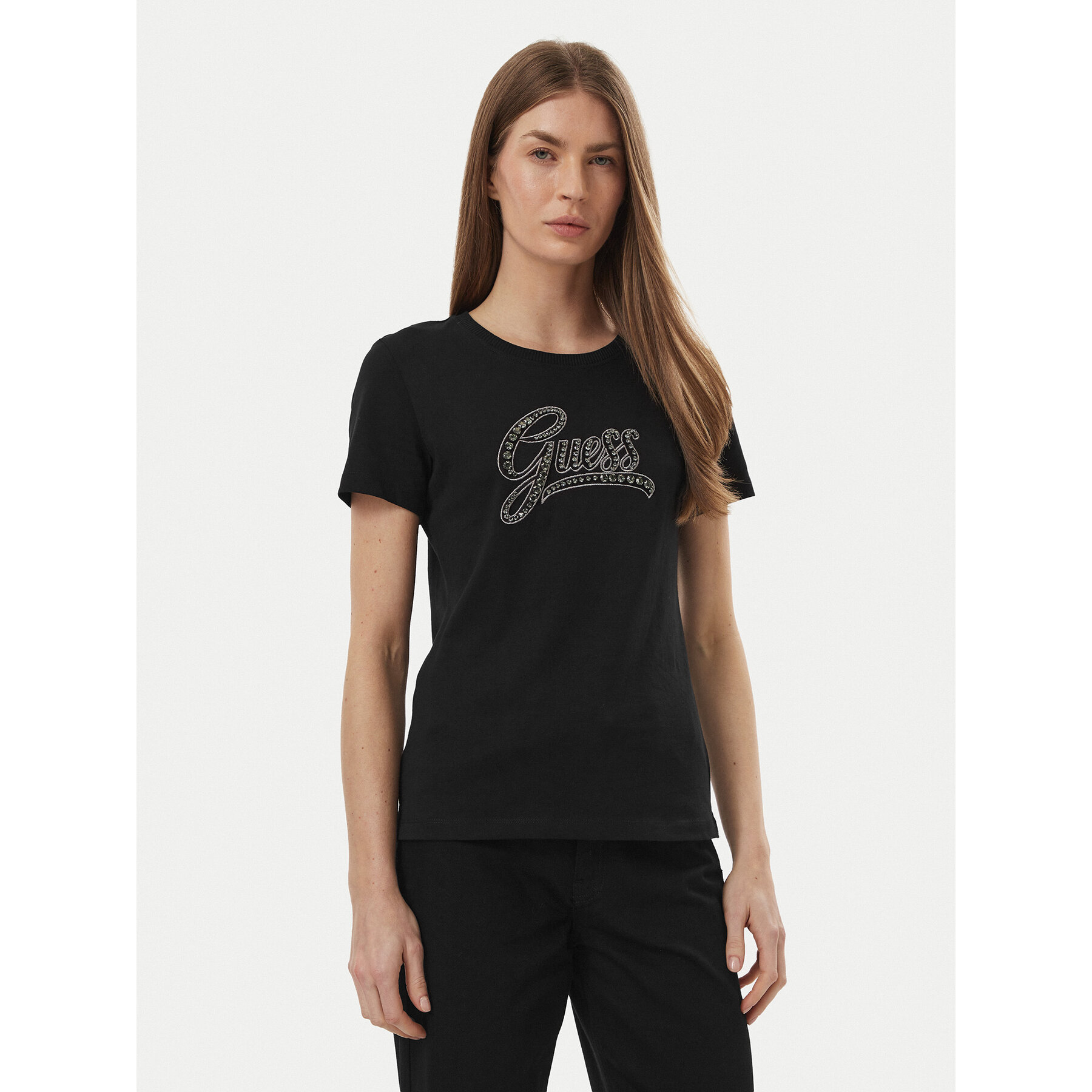 Guess T-Shirt W6BI21 K6040 Schwarz Regular Fit