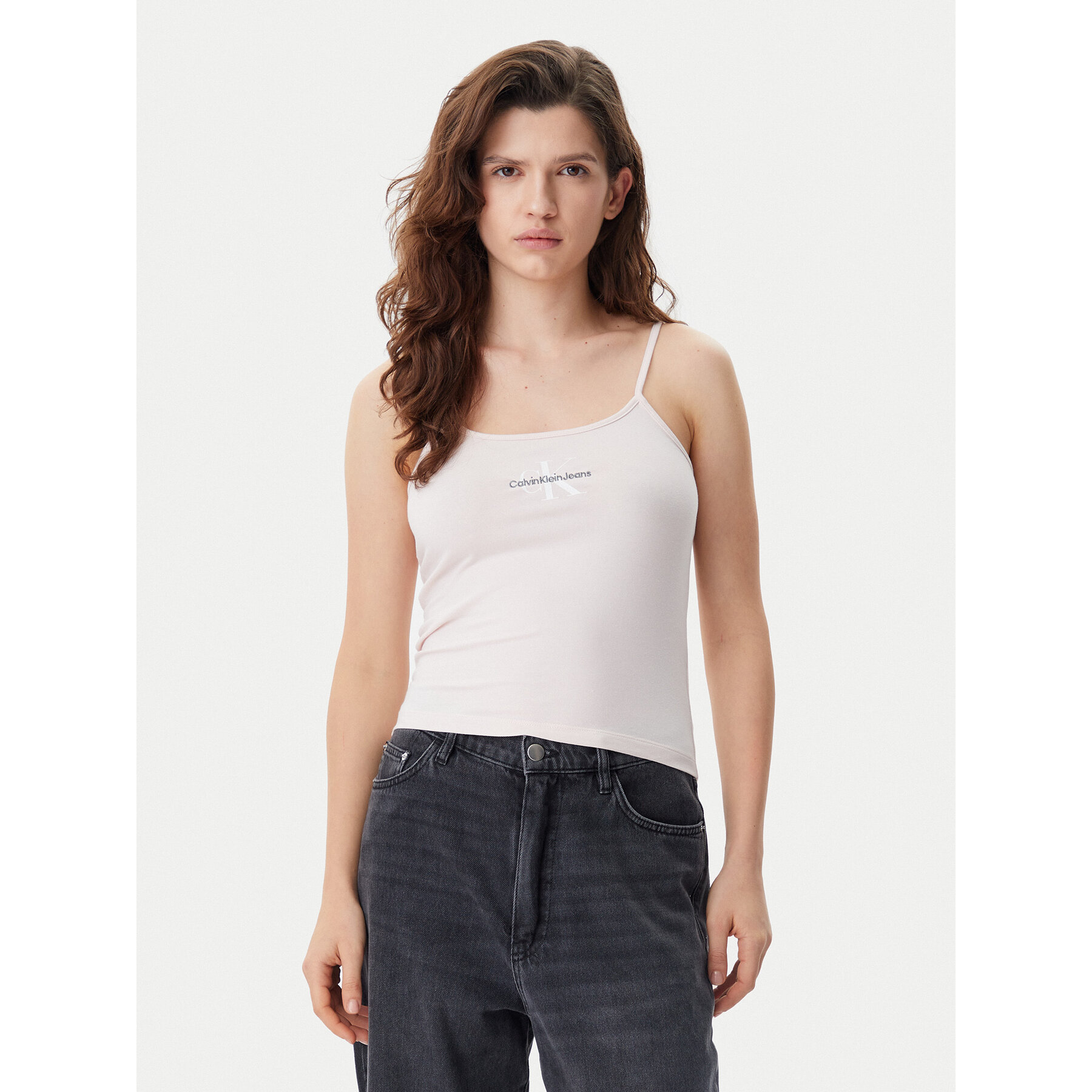 Calvin Klein Jeans Felső Monologo J20J223105 Rózsaszín Slim Fit