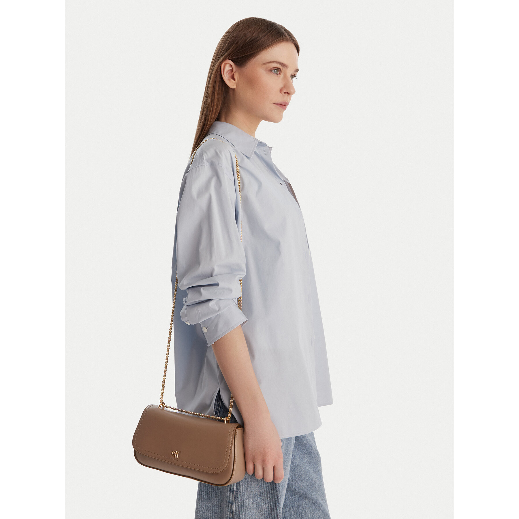 Geantă Calvin Klein Ck Convertible Chain Small Bag LV04F3172G Bej