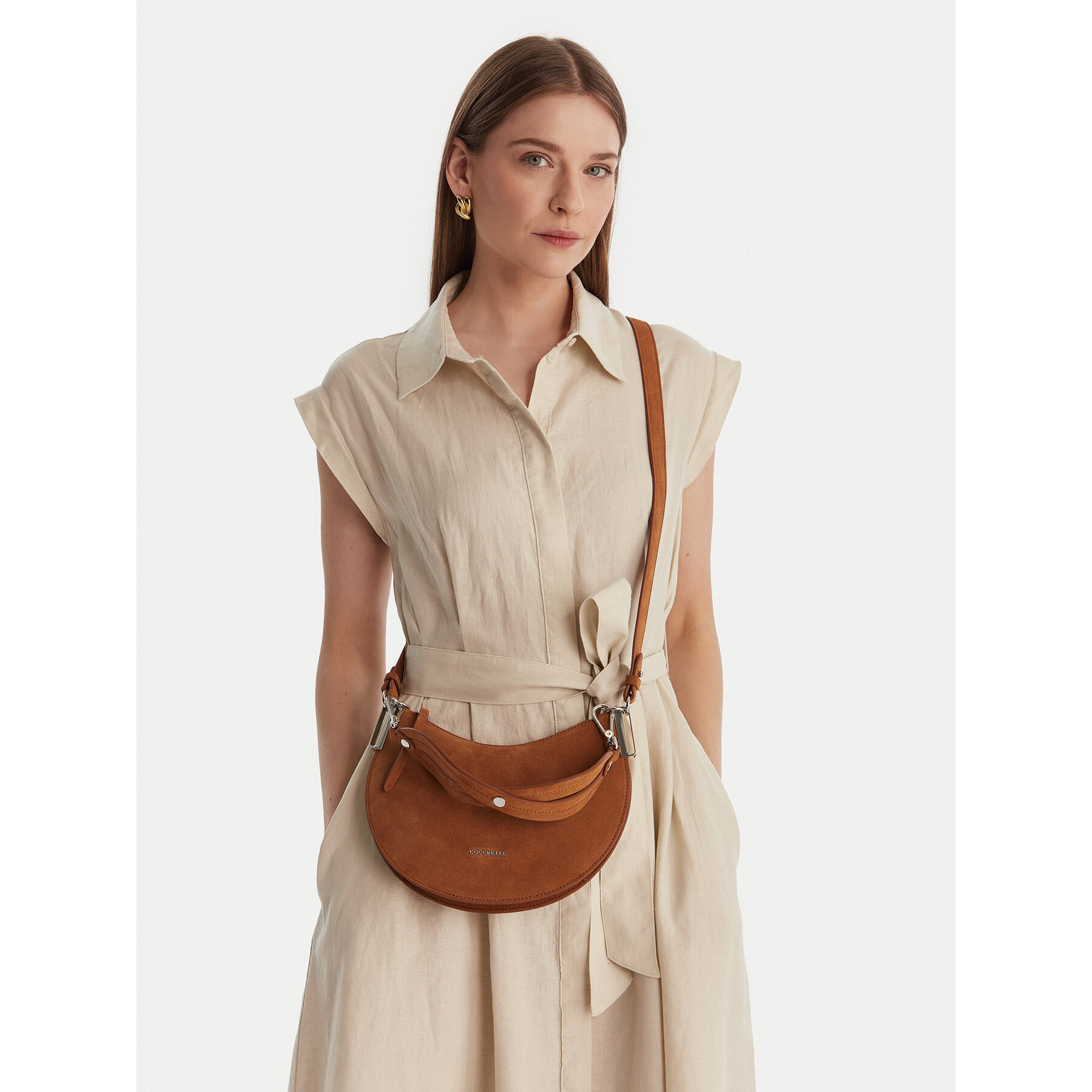 Geantă Coccinelle QKG Coccinellesunup Suede E1 QKG 13 03 01 Maro