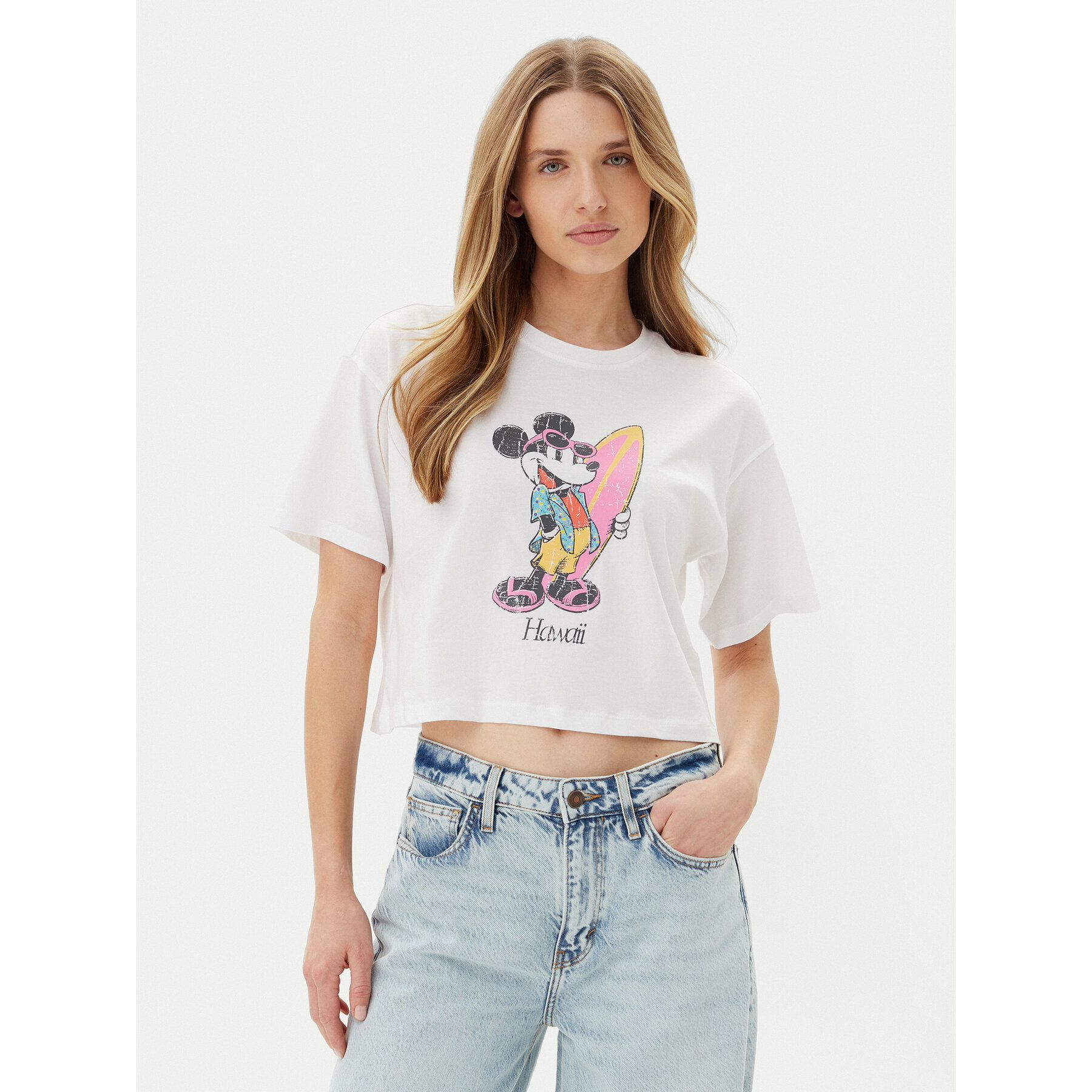 ONLY T-Shirt Mickey Minnie 15348126 Λευκό Regular Fit