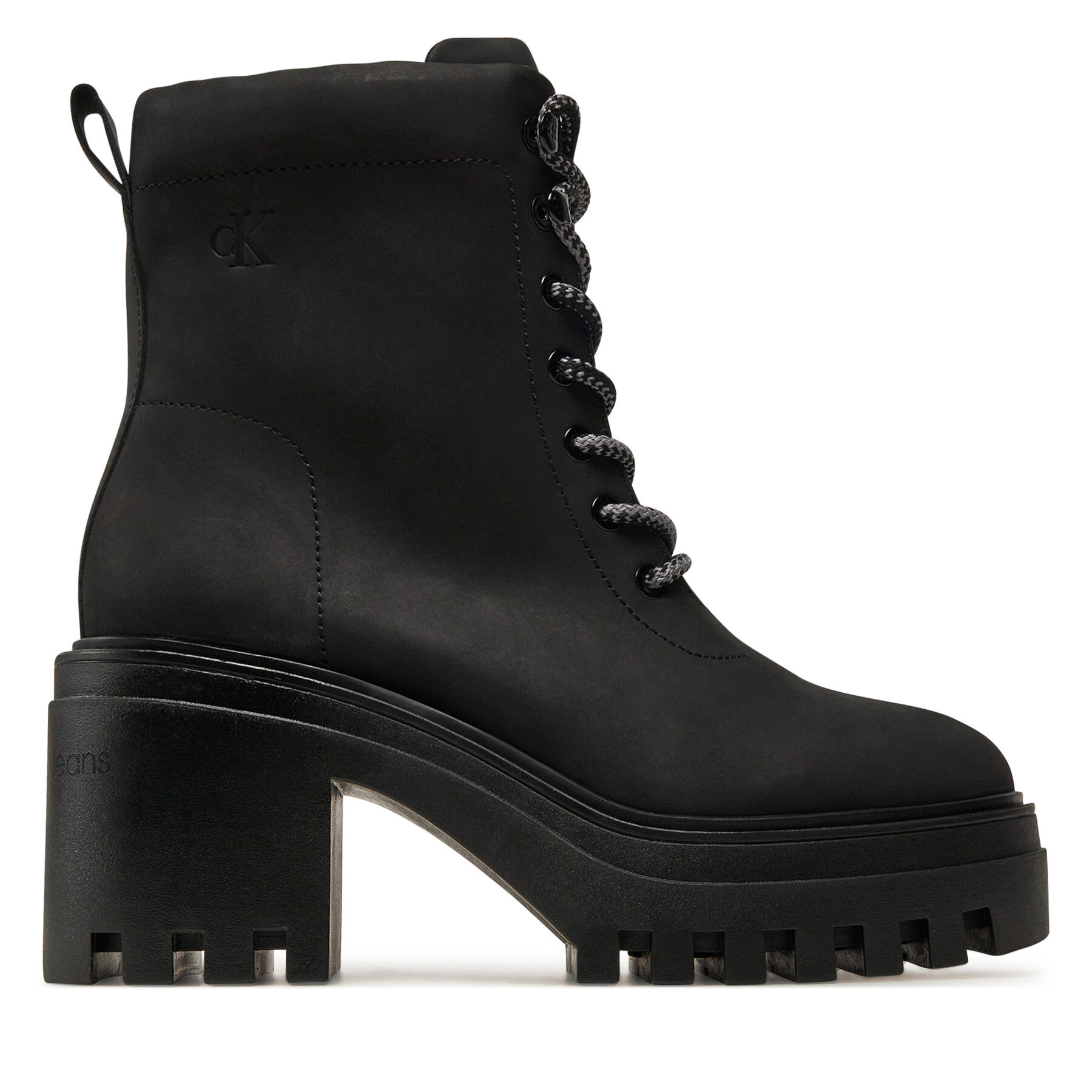Kotníková obuv Calvin Klein Jeans Chunky Heeled Zip Boot Lth YW0YW01548 Černá