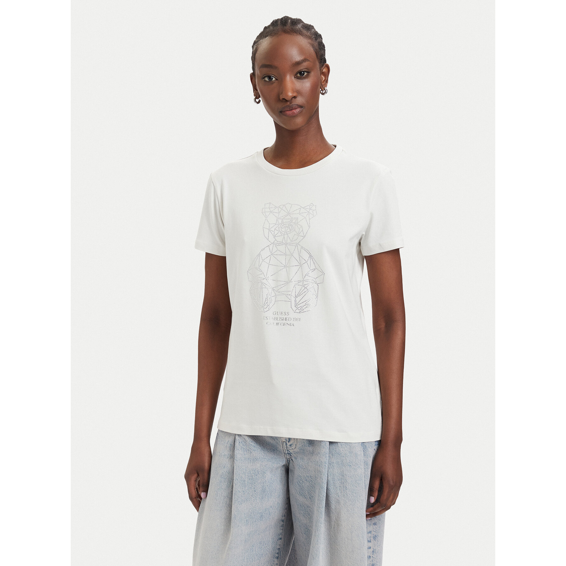 Guess T-Shirt V6GI12 K3325 Creme Regular Fit