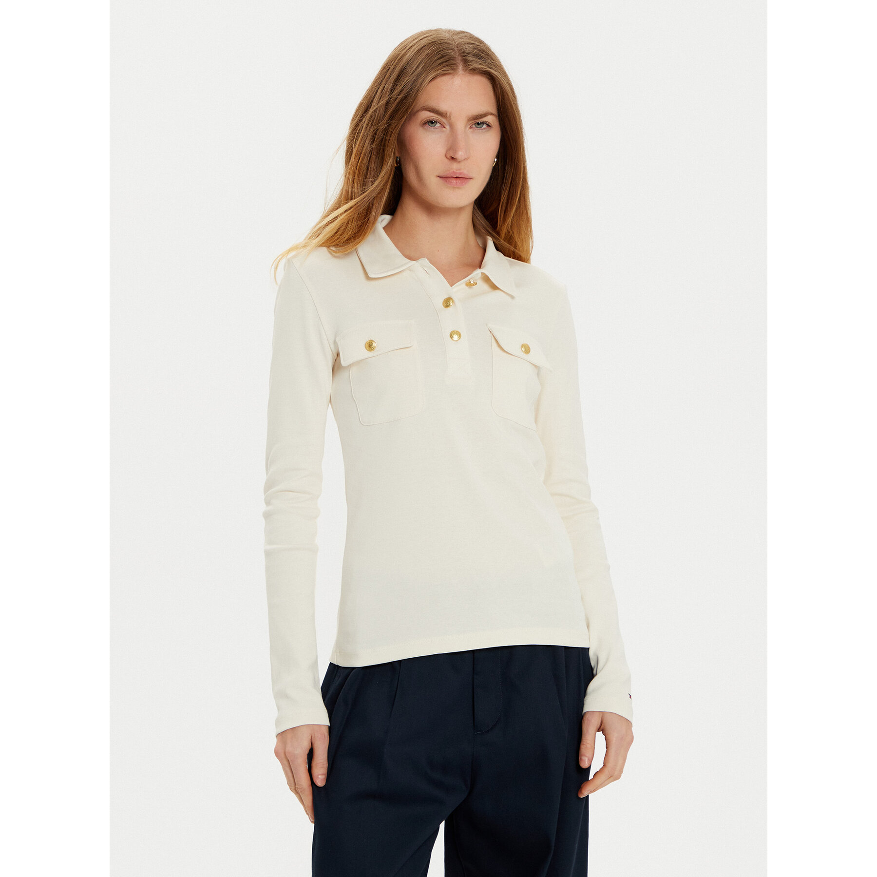 Tommy Hilfiger Pólóing WW0WW45308 Ekru Slim Fit