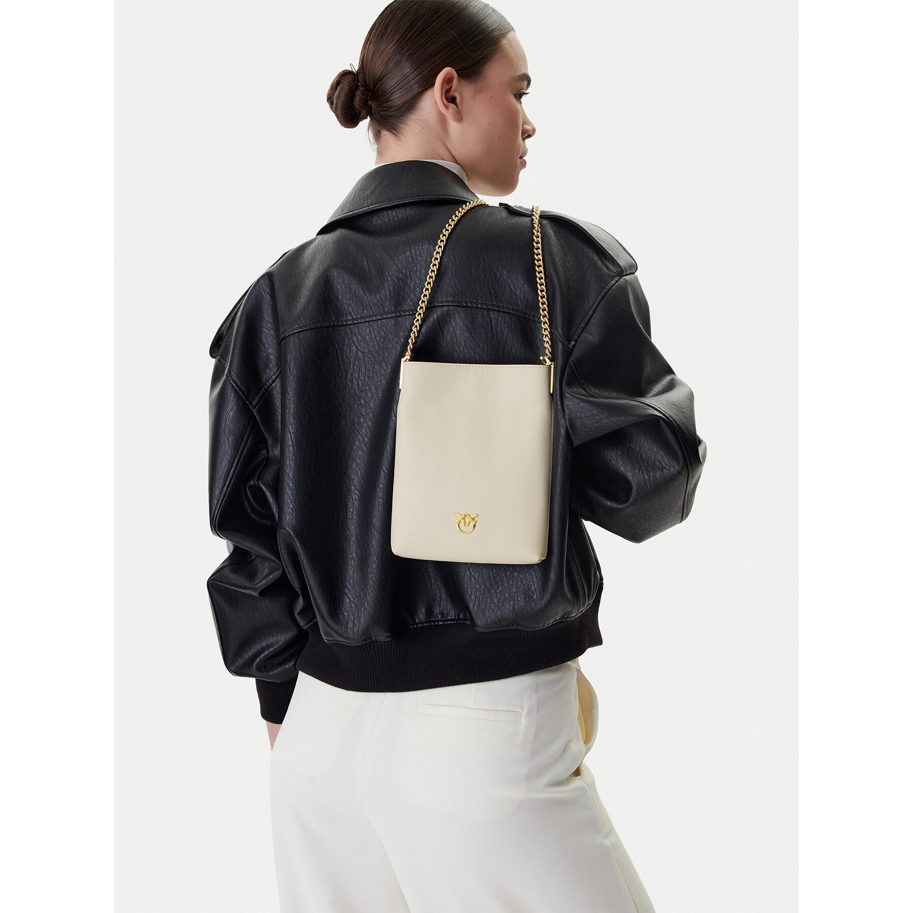 Torbica PINKO Flat Satchel AI 25-26 PCPL 105352 A0QO Écru