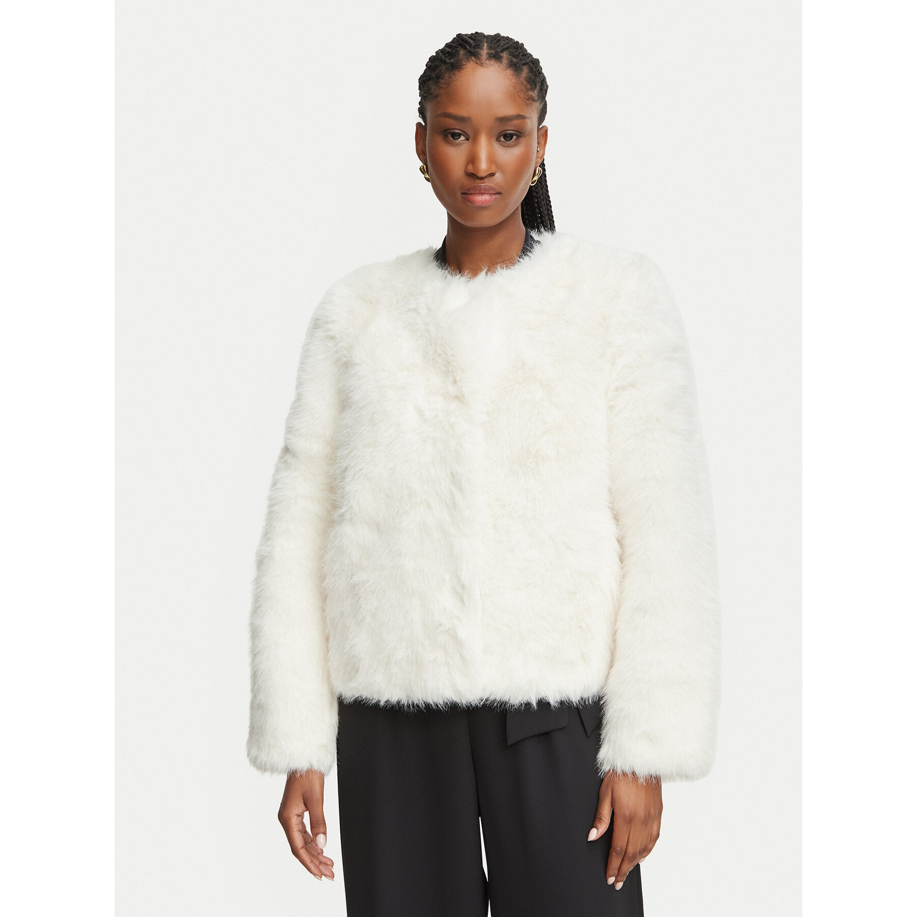 Rinascimento Pelzmantel CFC0122217003 Écru Regular Fit
