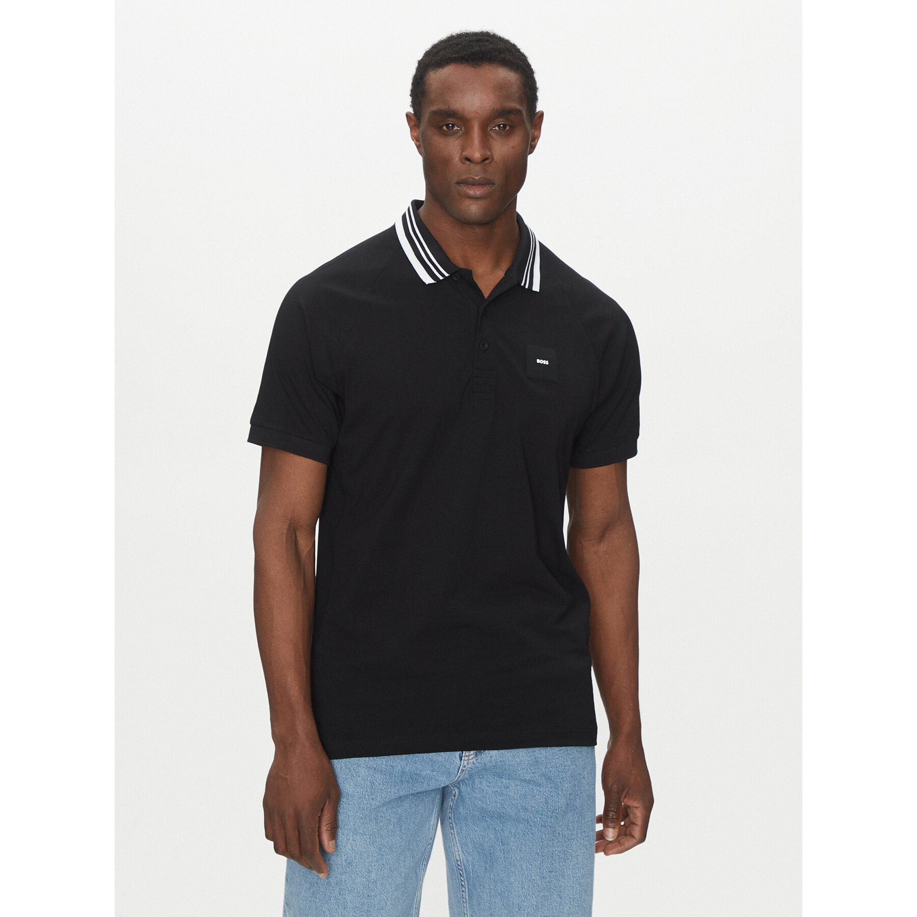 BOSS Pólóing 50538176 Fekete Regular Fit
