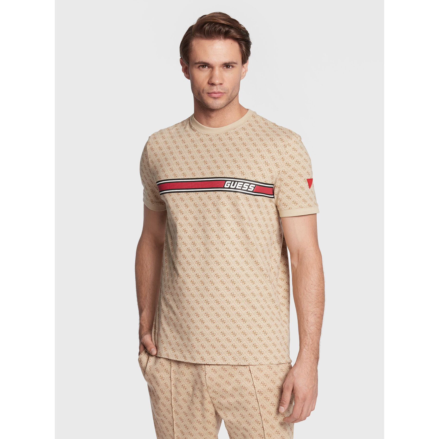 Guess T-Shirt Jamey Z2BI09 J1314 Μπεζ Regular Fit