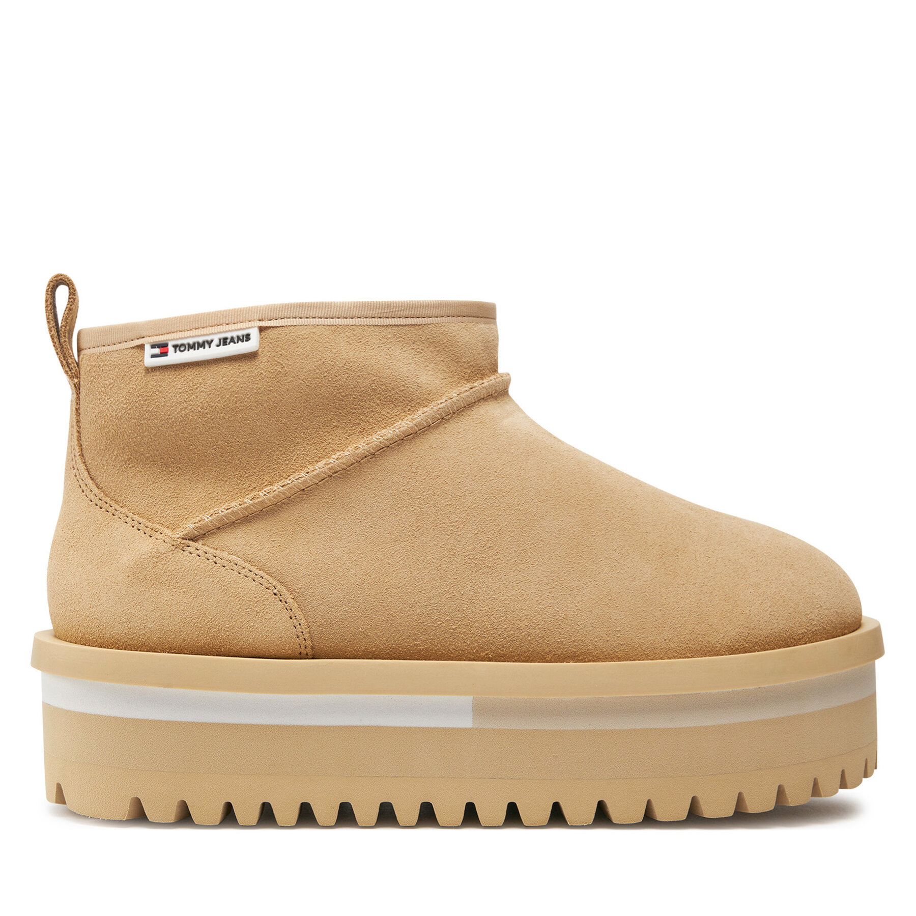 Cizme de zăpadă Tommy Jeans Tjw Suede Flatform Boot Wl EN0EN02599 Bej