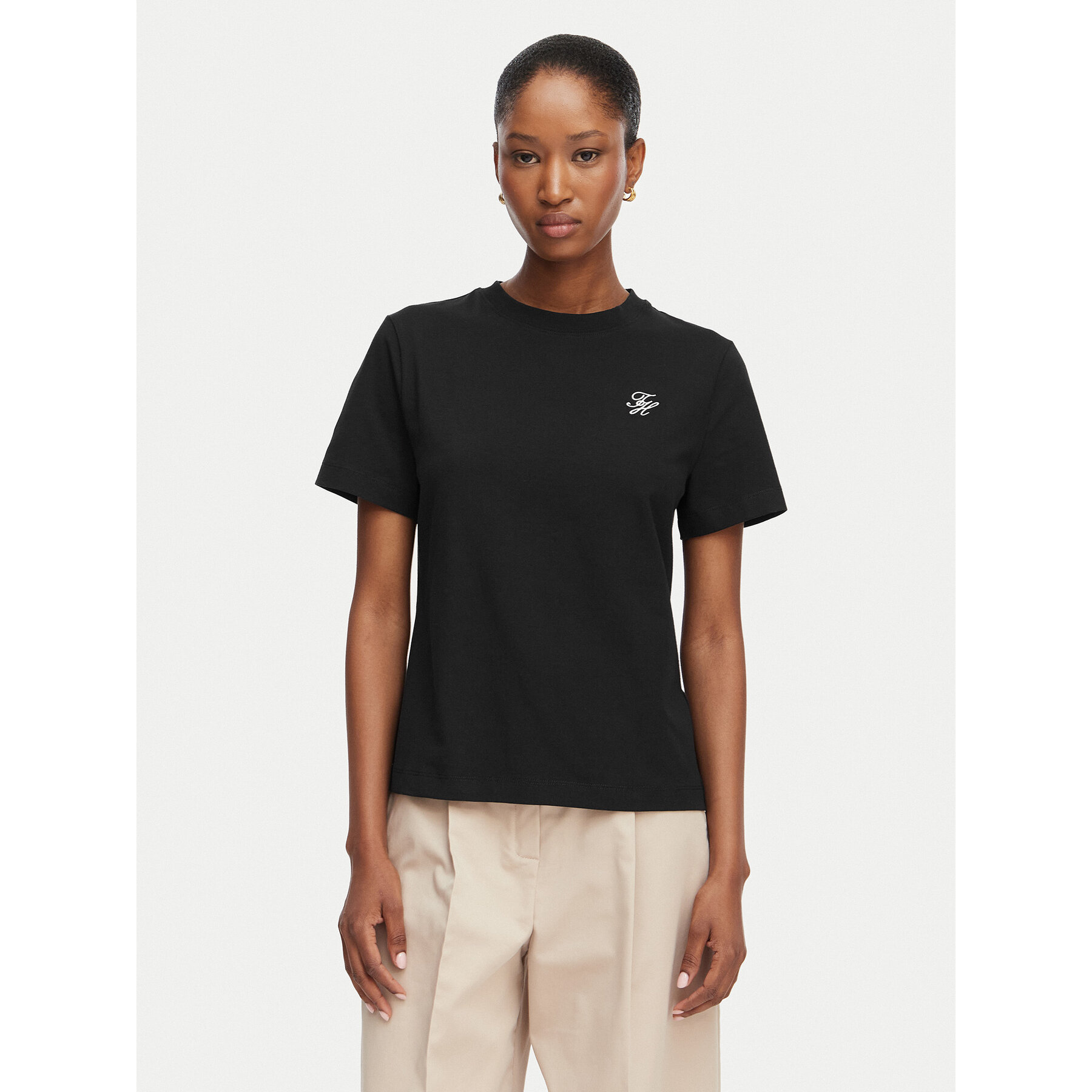 Tommy Hilfiger T-Shirt Th Script WW0WW49941 Schwarz Regular Fit