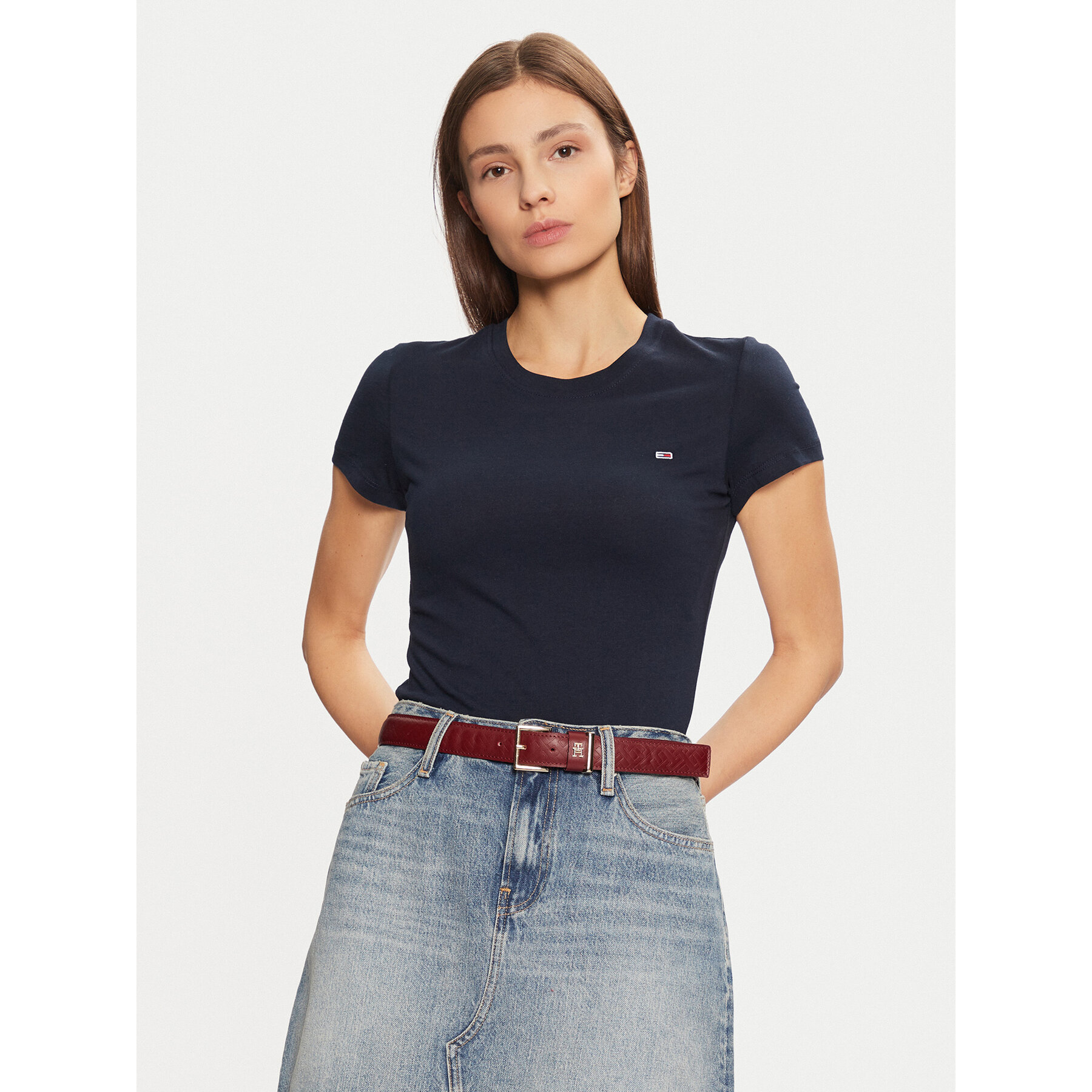 Tommy Jeans Póló DW0DW20459 Sötétkék Slim Fit