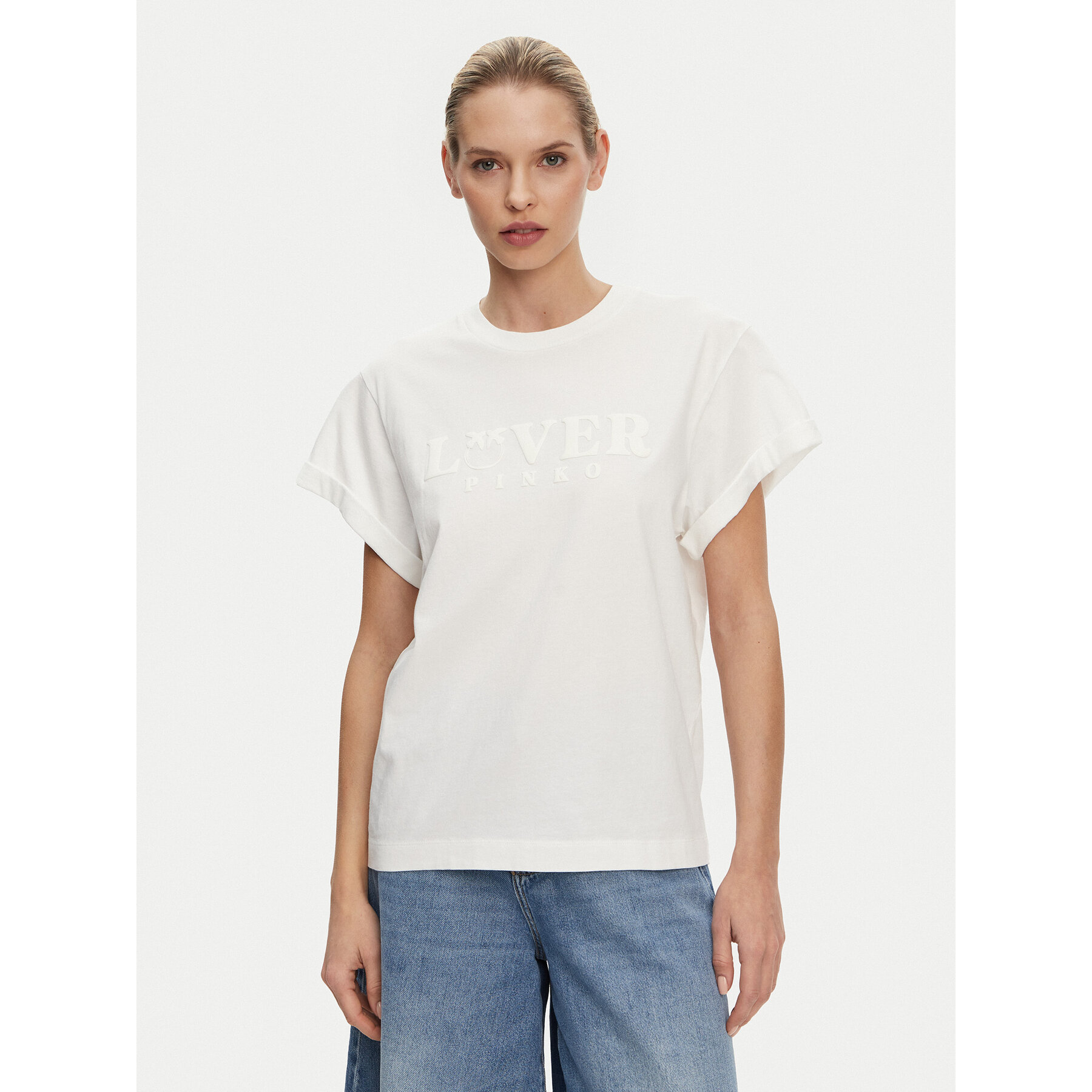 PINKO PINKO T-Shirt Torcetti 104605 A2D1 Λευκό Regular Fit