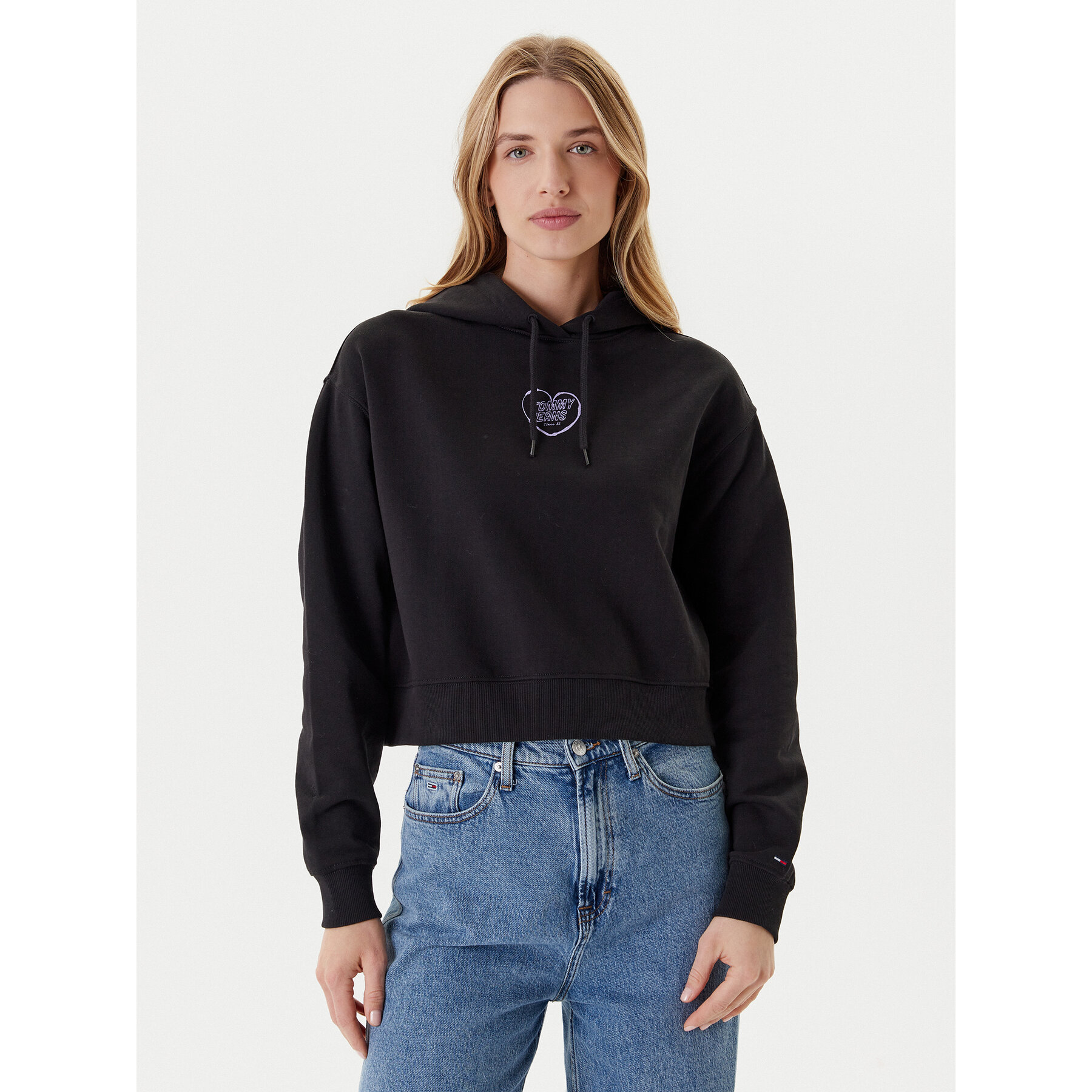 Tommy Jeans Sweatshirt Heart DW0DW21408 Schwarz Relaxed Fit