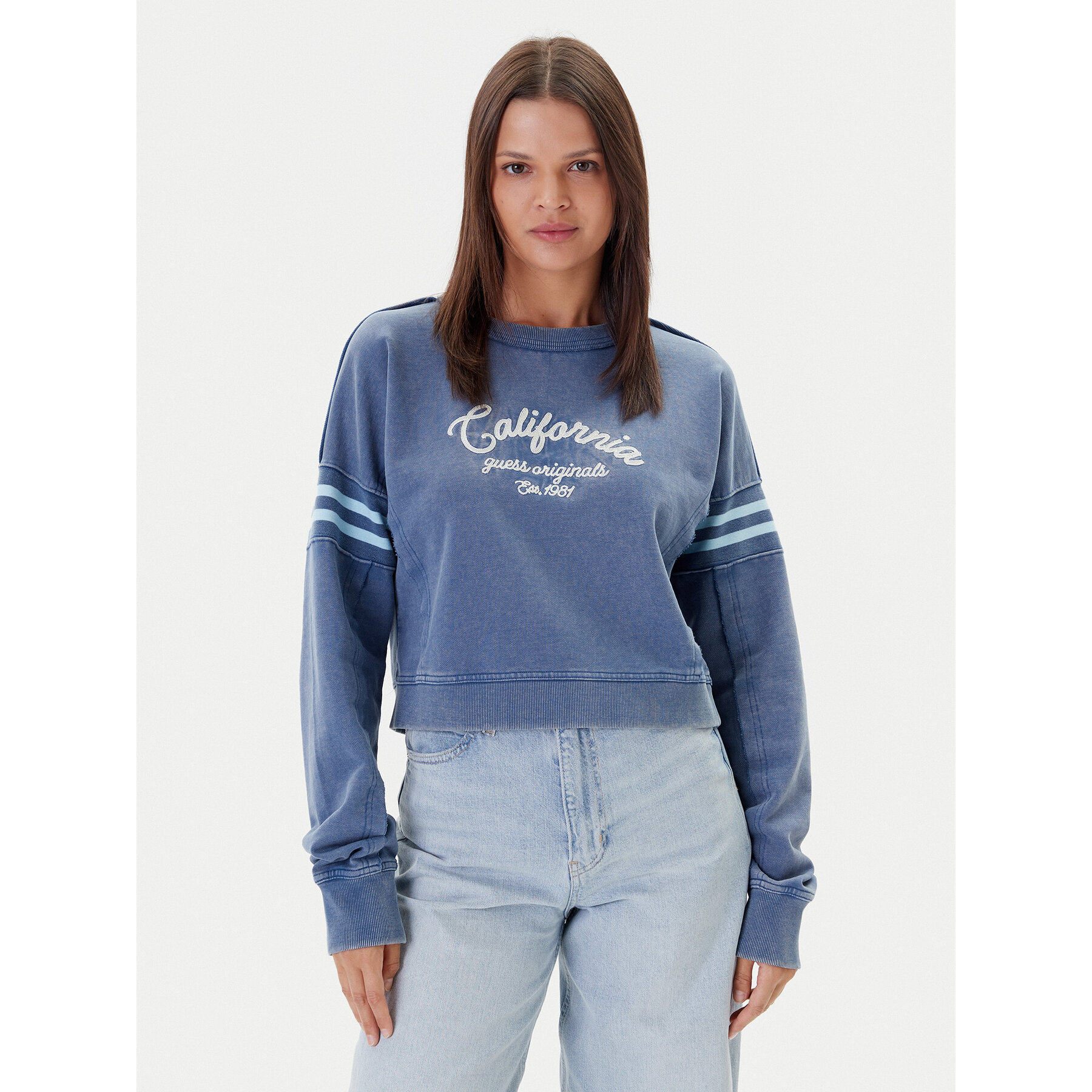 Guess Sweatshirt W5YQ24 K68I4 Blau Regular Fit