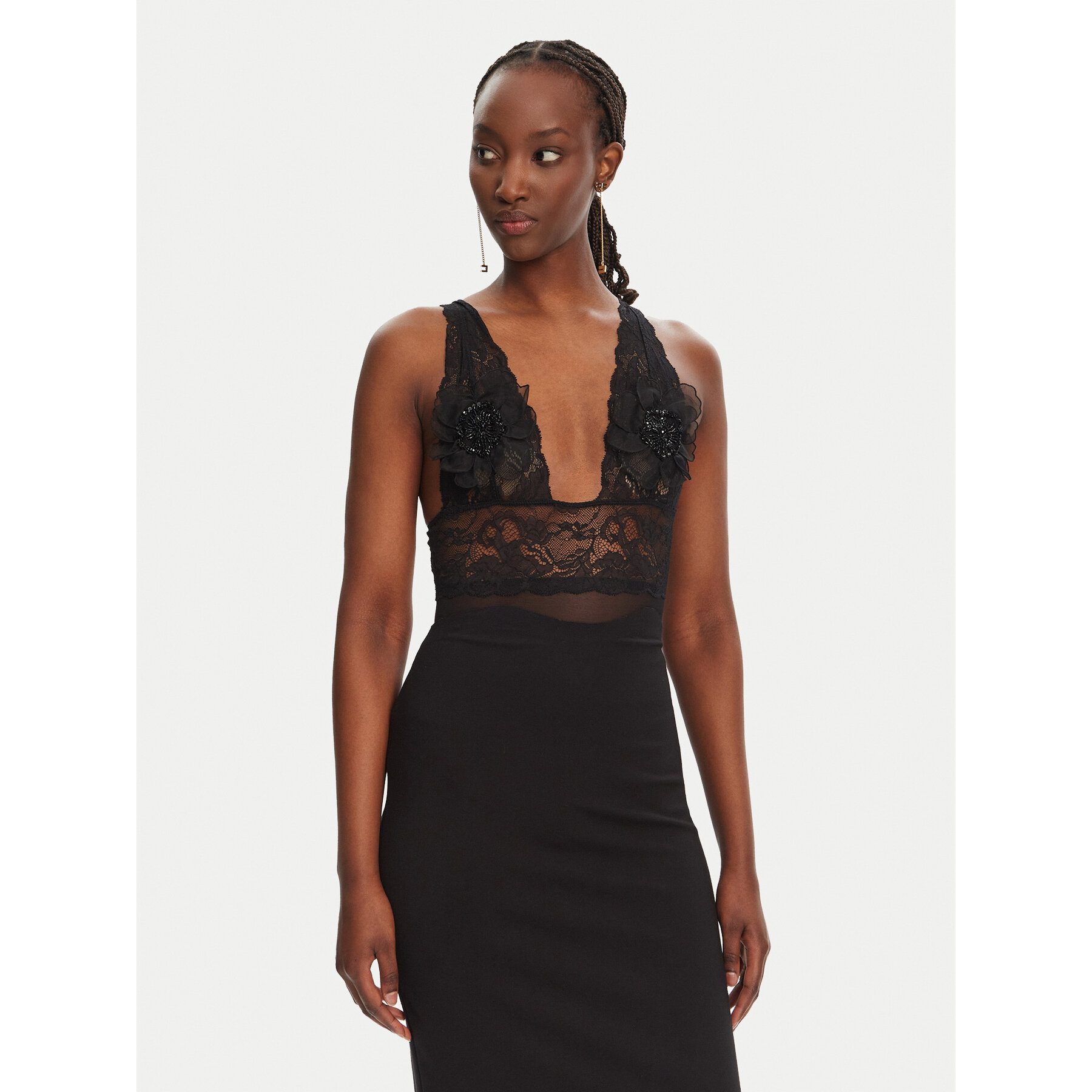 Elisabetta Franchi Body BO03452E2 110 Fekete Regular Fit