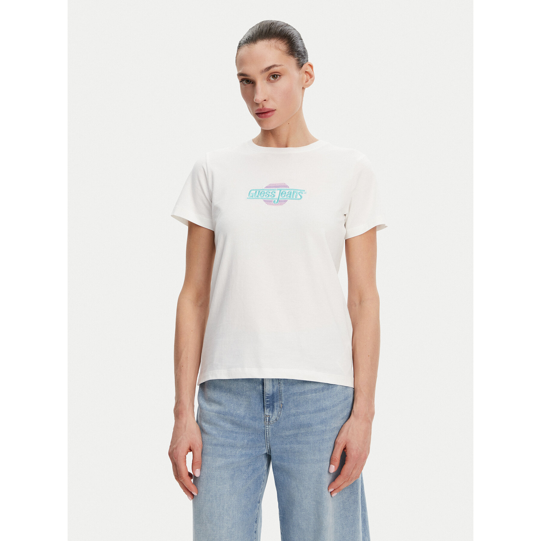 Guess Jeans Póló W5GI26 J1314 Fehér Regular Fit