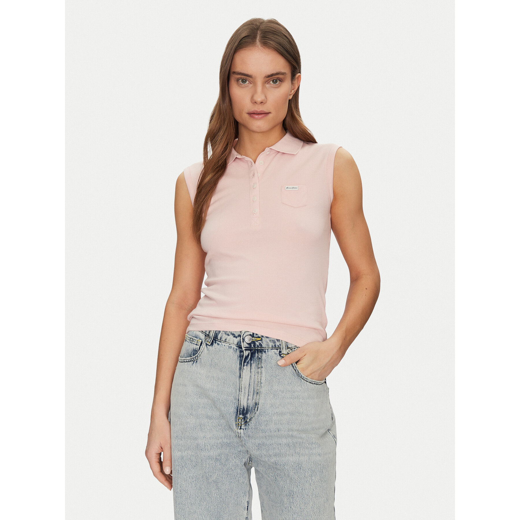 Guess Jeans Pólóing W5GP24 KCYR1 Bézs Regular Fit