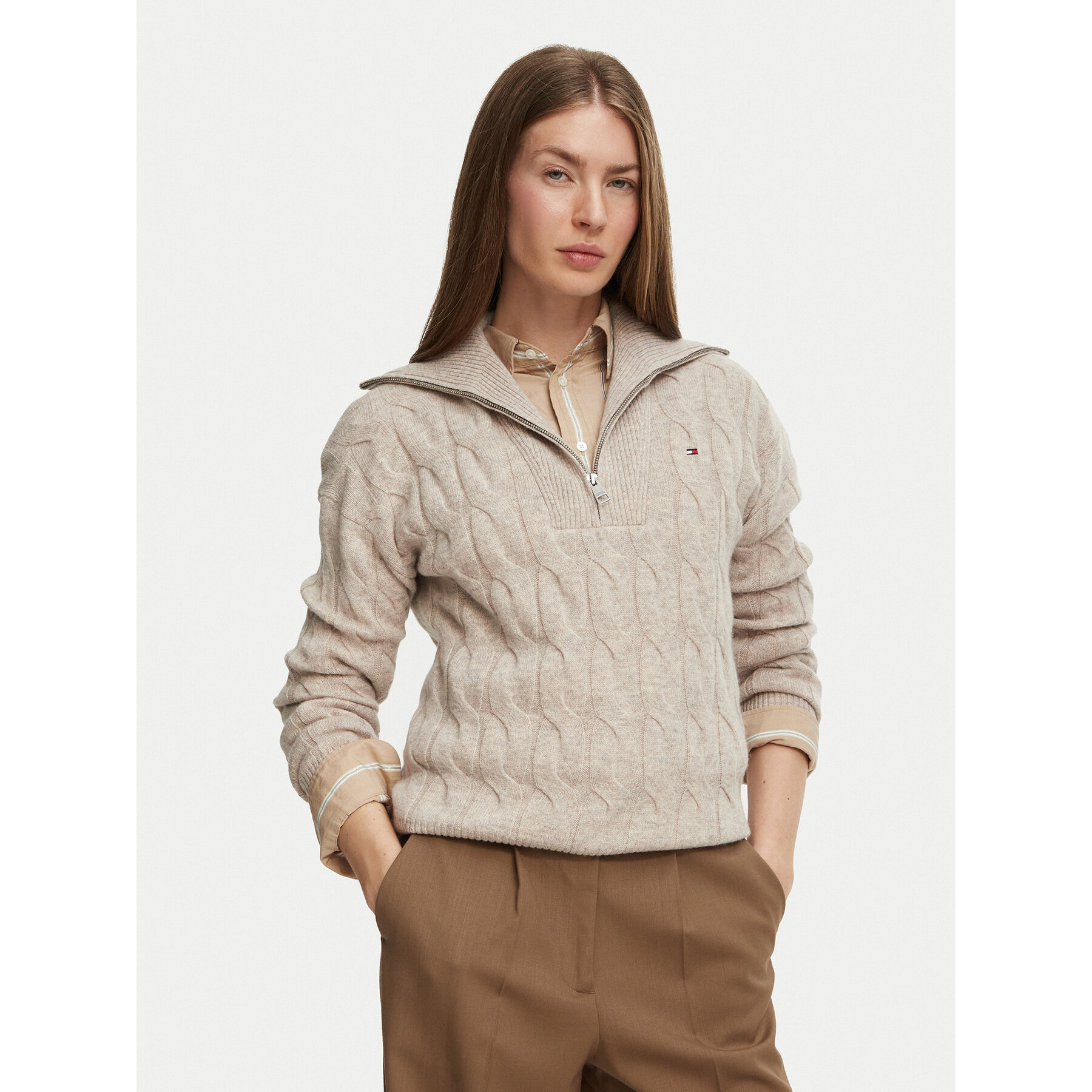 Tommy Hilfiger Pullover WW0WW46425 Beige Regular Fit