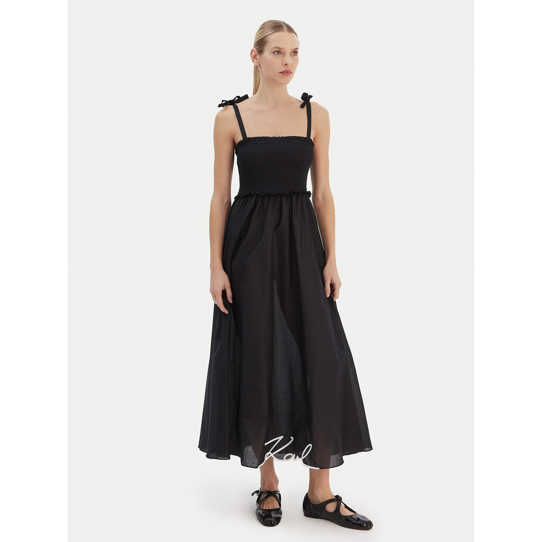 KARL LAGERFELD Sommerkleid A2W46009 Schwarz Regular Fit