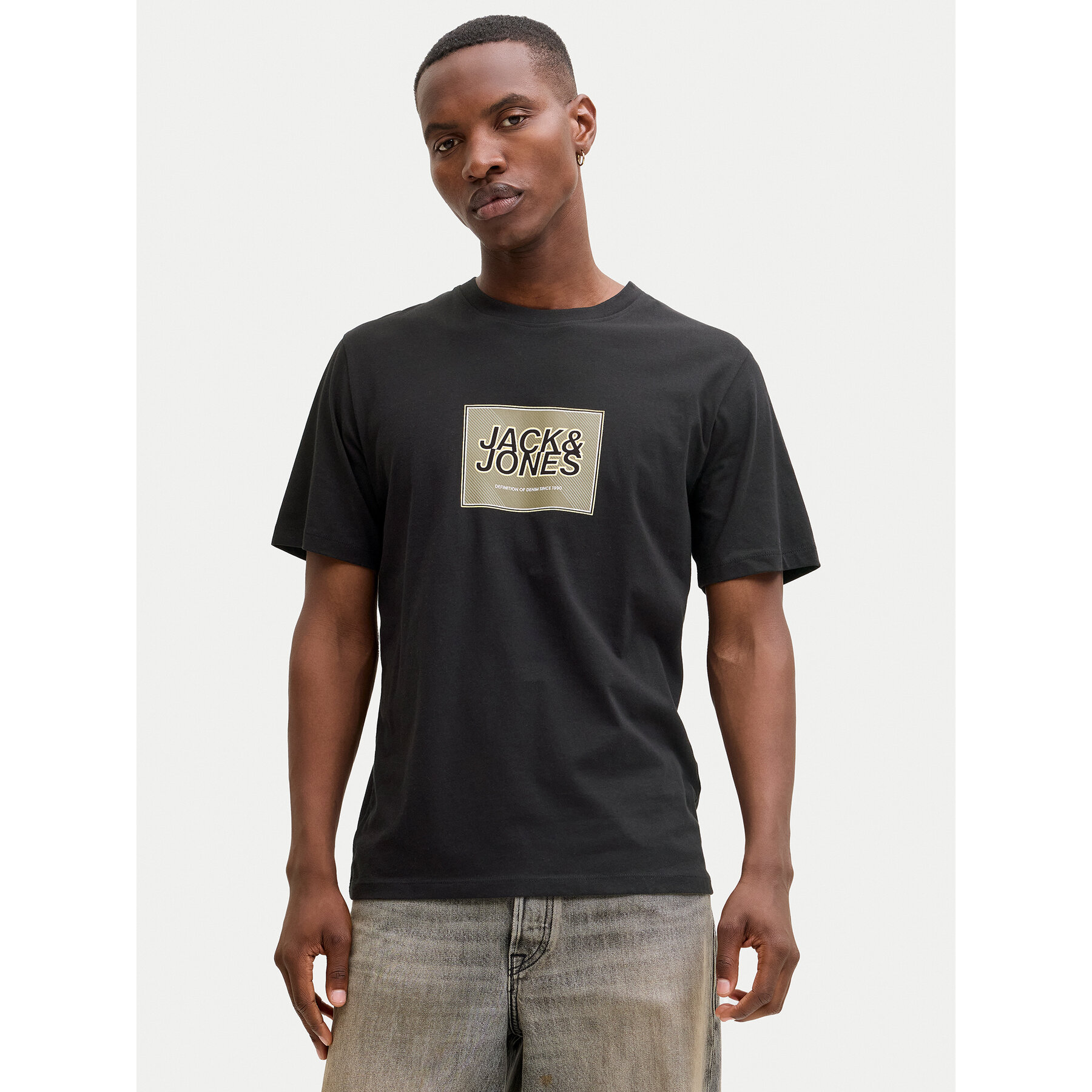 Jack & Jones T-shirt Jjrain Tee Ss Crew Neck 12288097 Crna Regular Fit
