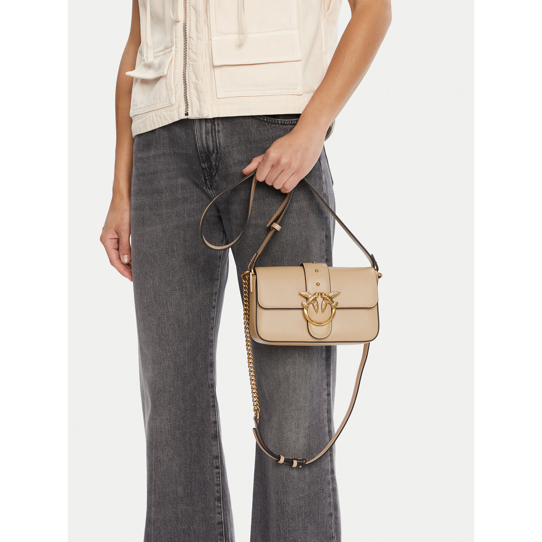 Borsetta PINKO Love One Mini Slouchy Fl PE 25 PLTT 104340 A0QO Beige