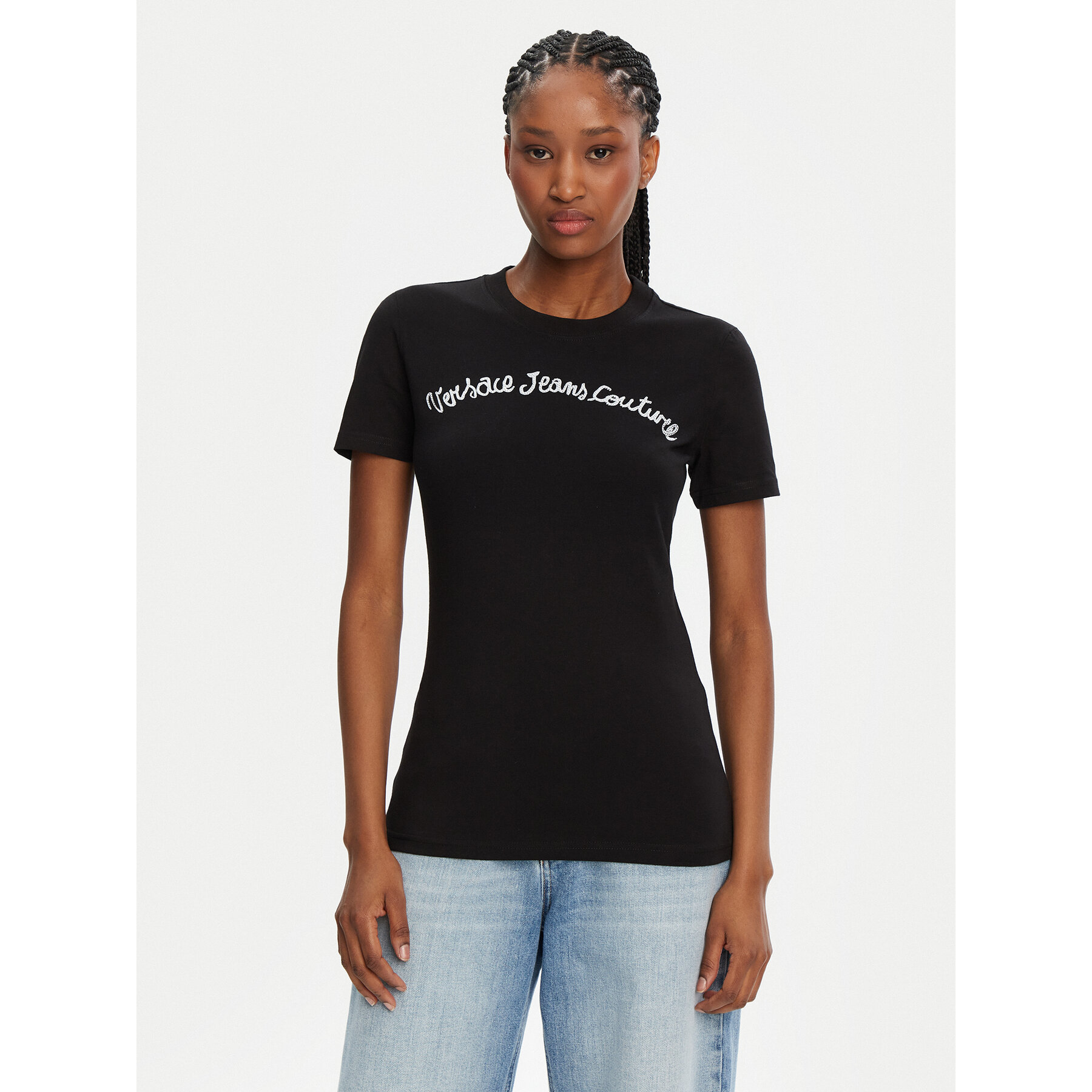Versace Jeans Couture Póló 78HAHC08 Fekete Slim Fit