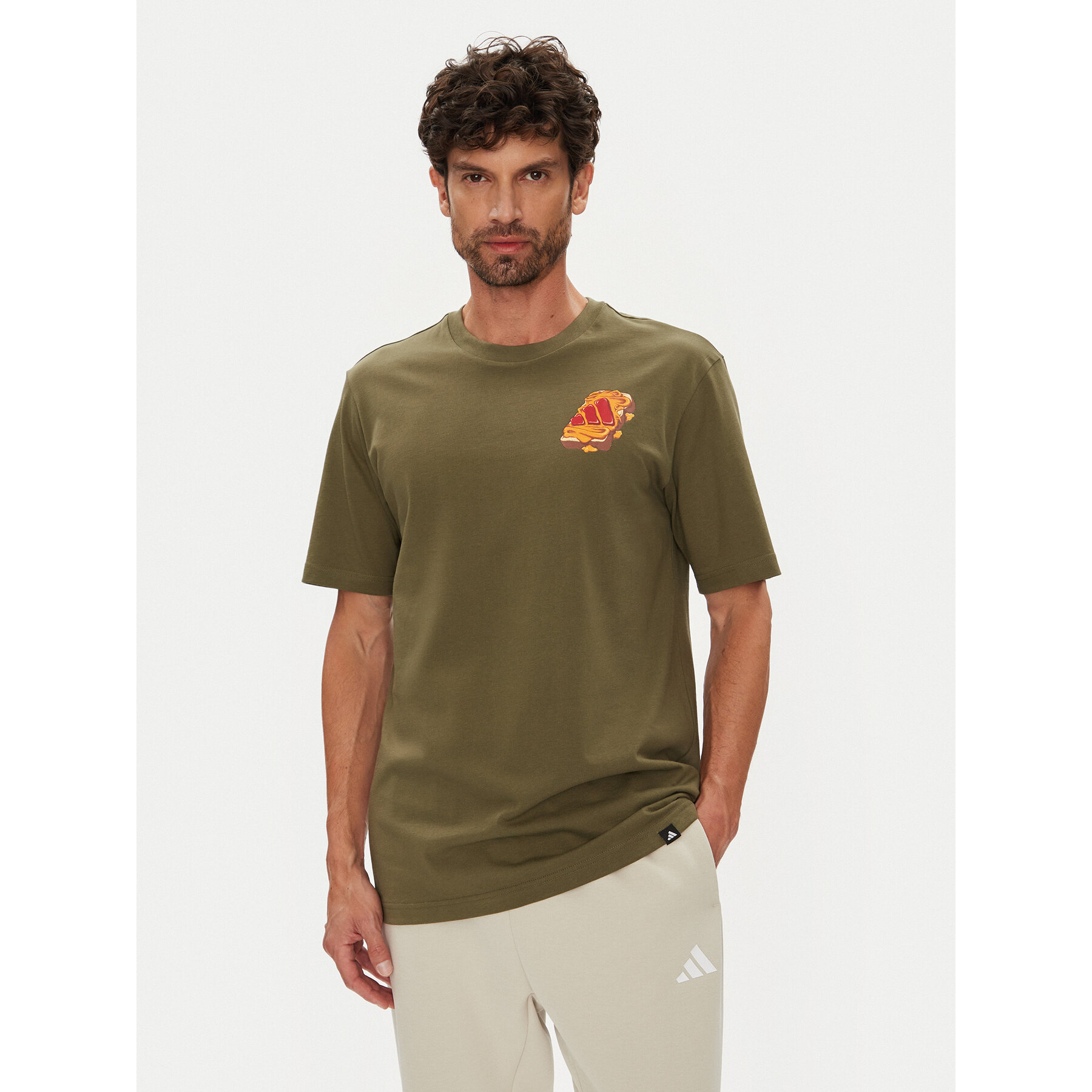 adidas T-shirt Food Peanut Butter & Jelly Graphic JW4342 Kaki Regular Fit
