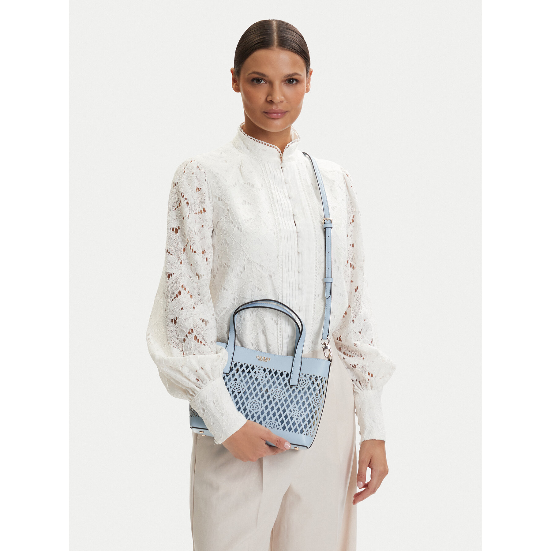 Geantă Guess Letty Mini HWPG99 11750 Albastru deschis