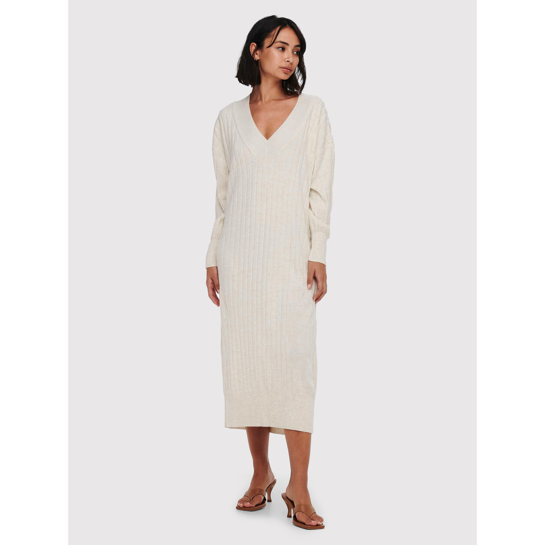 ONLY Strickkleid New Tessa 15236372 Beige Regular Fit